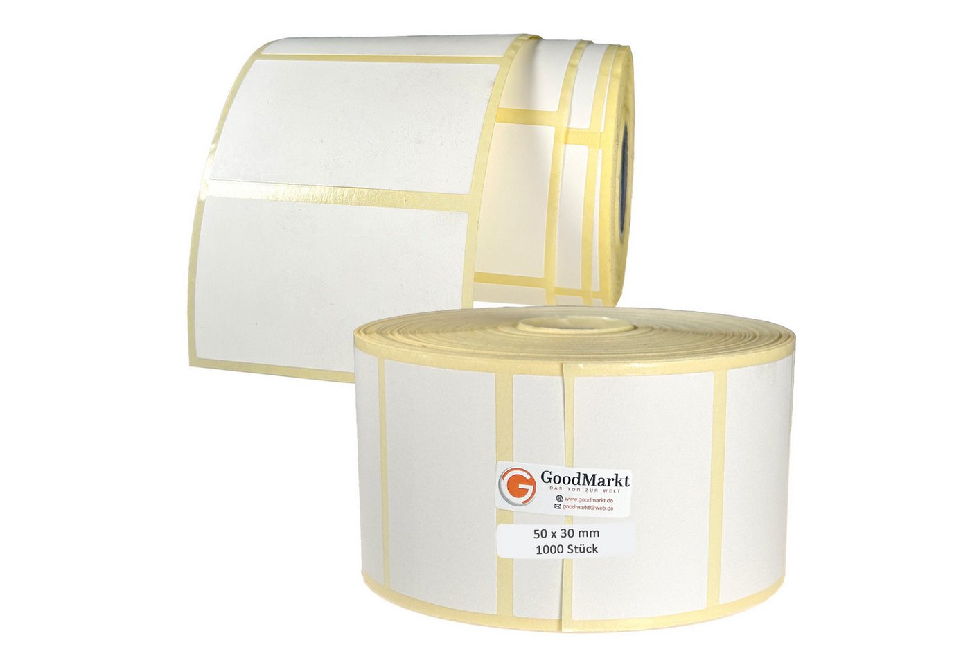 GoodMarkt Etiketten 50x30mm Selbstklebende Thermo Etiketten auf Rolle 1000 Labels, Adressetiketten Haushaltsetiketten Bedruckbar Aufkleber für Büro Küche
