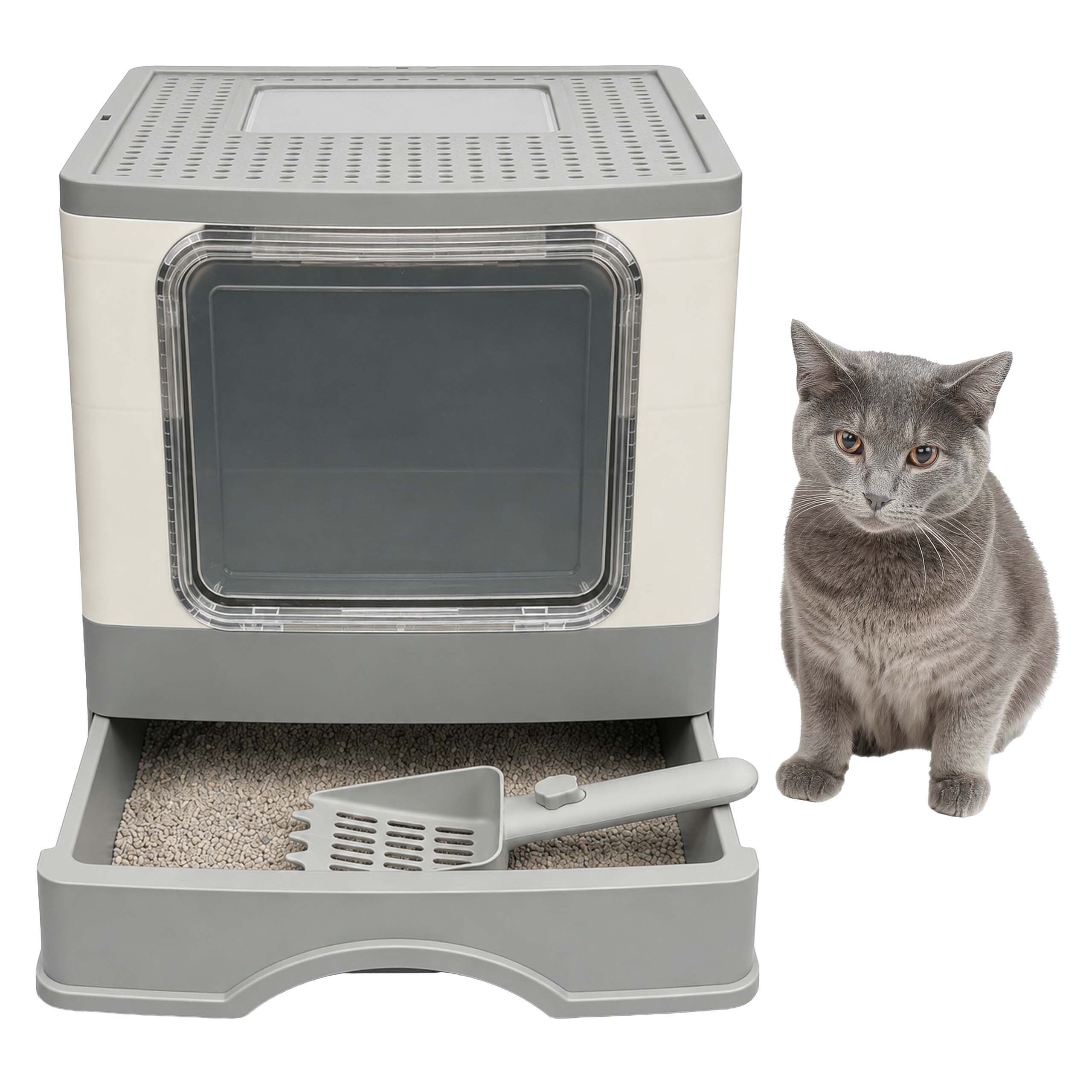 relaxdays Katzentoilette Geschlossenes Katzenklo mit Schublade