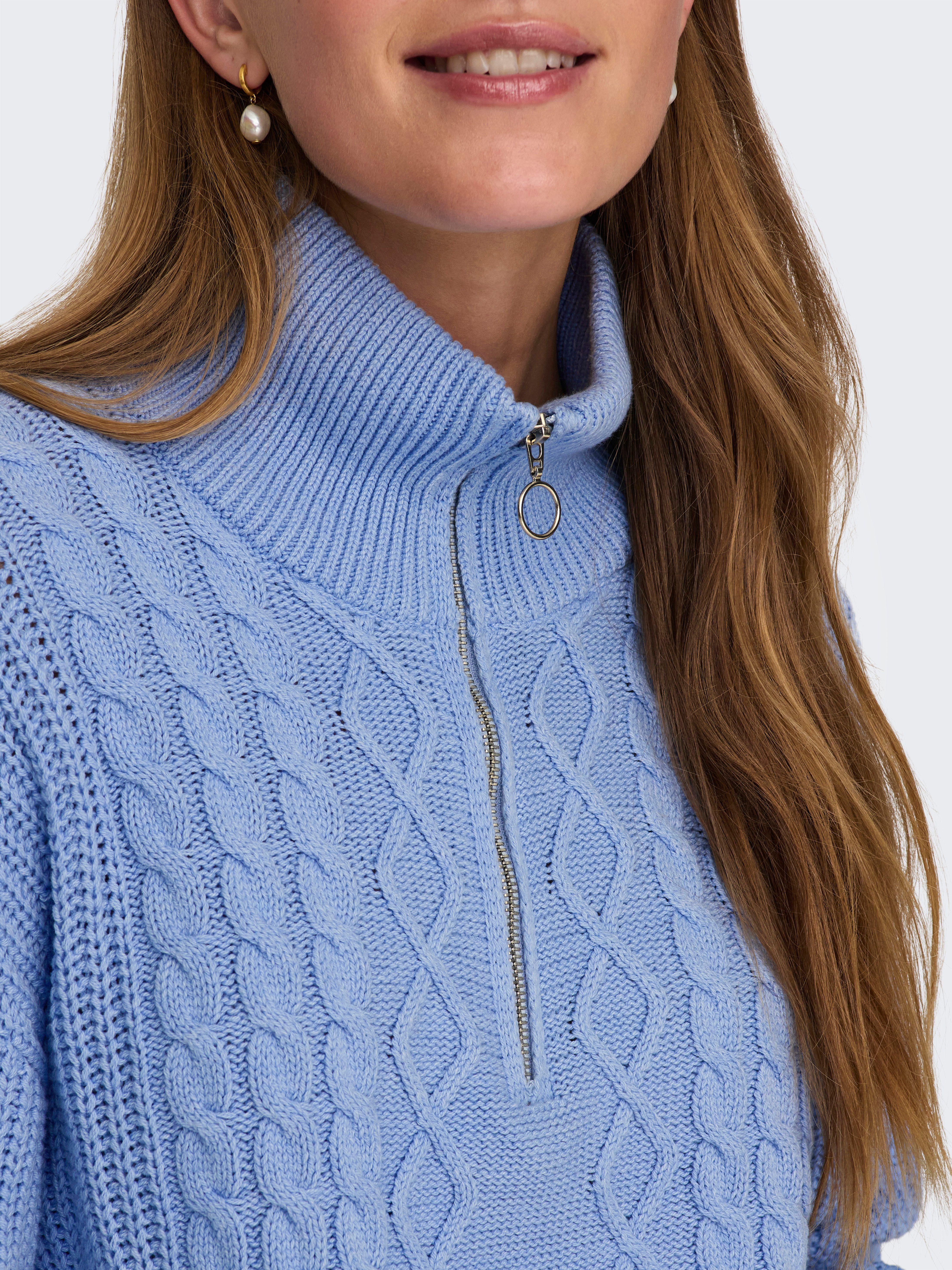 ONLY Stehkragenpullover ONLDORITTA LS CABLE ZIP HIG NECK KNT