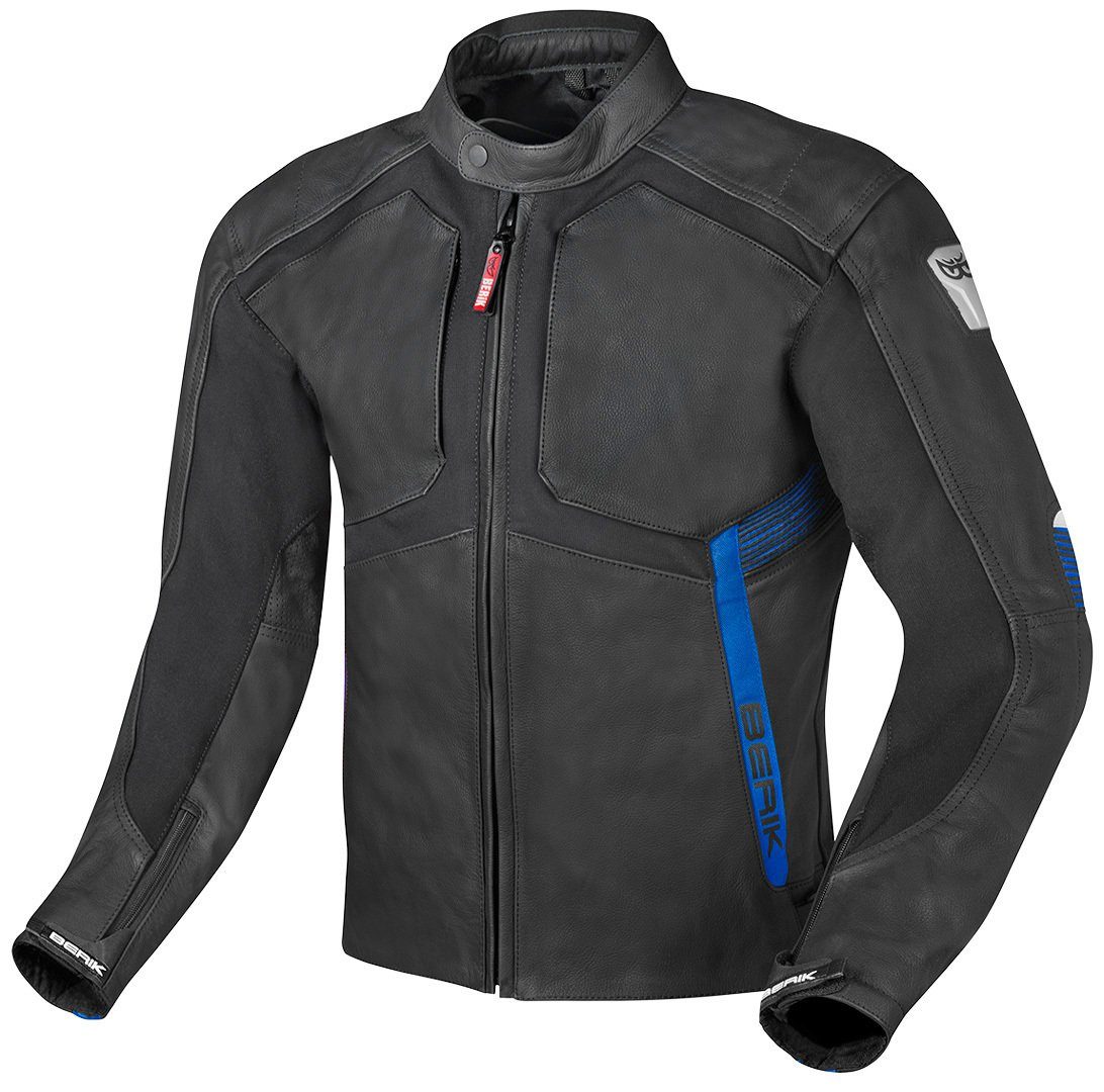 Berik Motorradjacke Flexius Motorrad Lederjacke Black/Blue