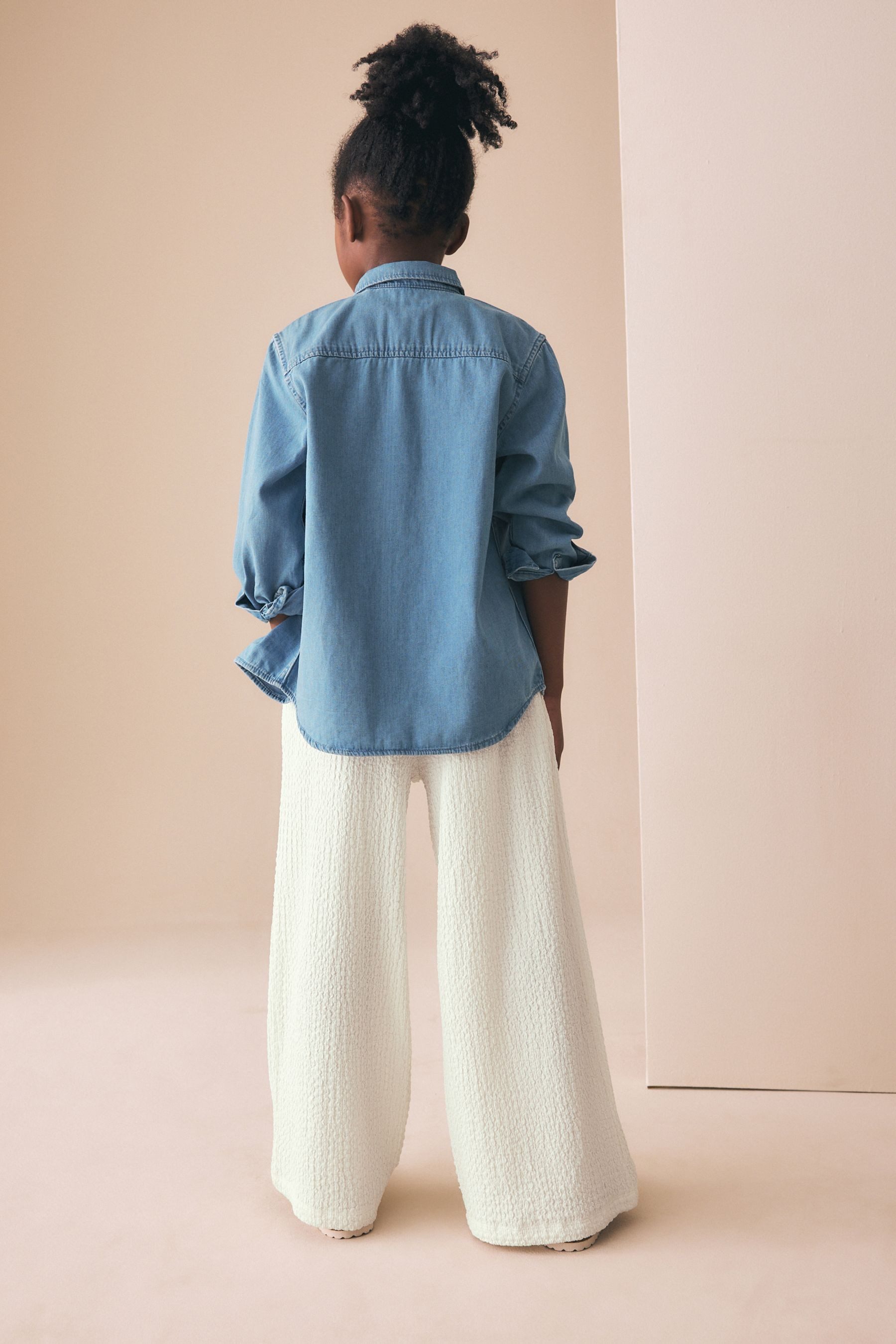 Next Palazzohose Hose mit weitem Bein in Knitteroptik (1-tlg)