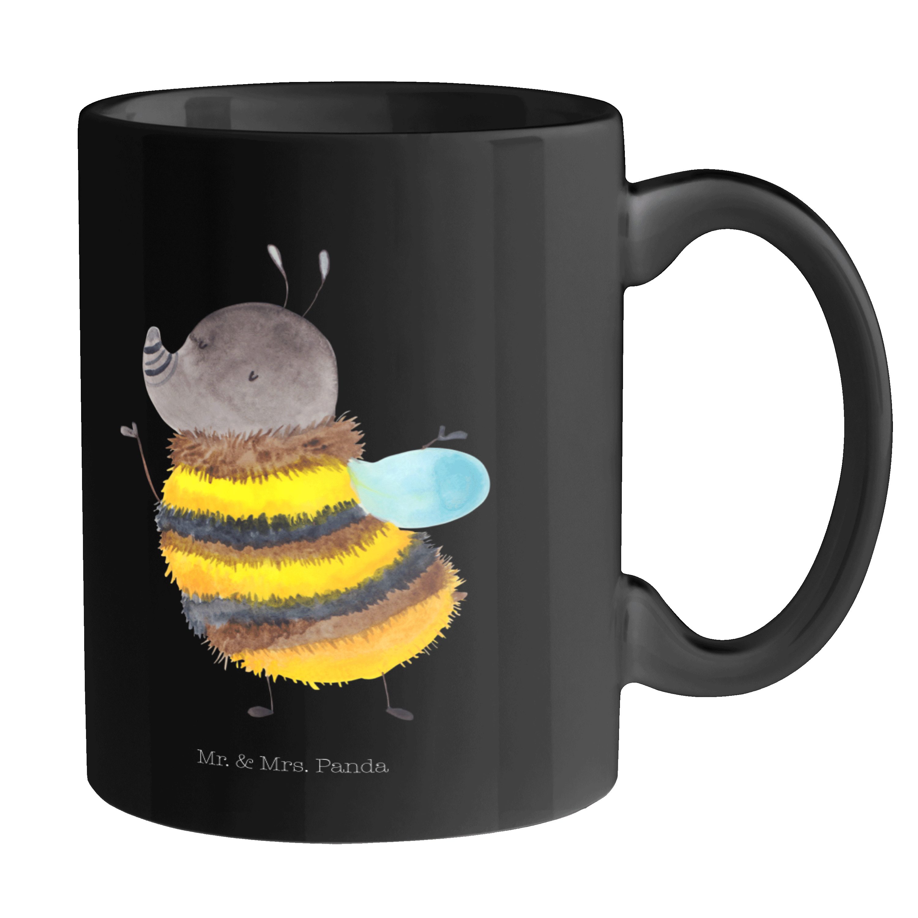 Mr. & Mrs. Panda Tasse Hummel flauschig - Schwarz - Geschenk, Biene, Blume, Teebecher, Gute, Keramik Schwarz