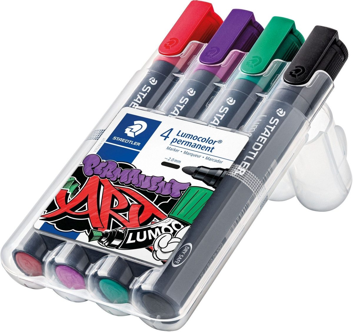 STAEDTLER Permanentmarker Permanentmarker Lumocolor 2mm VE=4 Farben