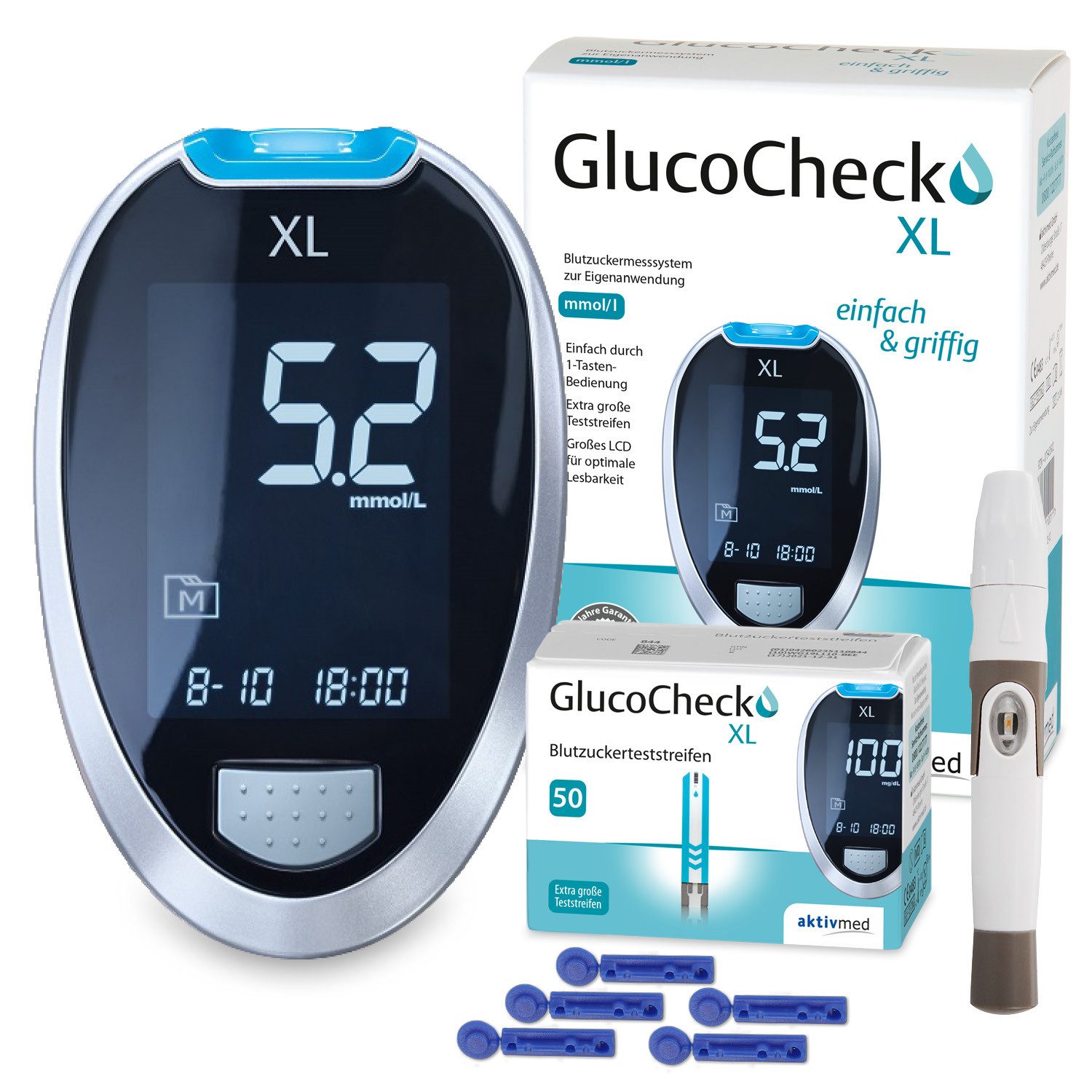 Blutzuckermessgerät aktivmed GlucoCheck XL