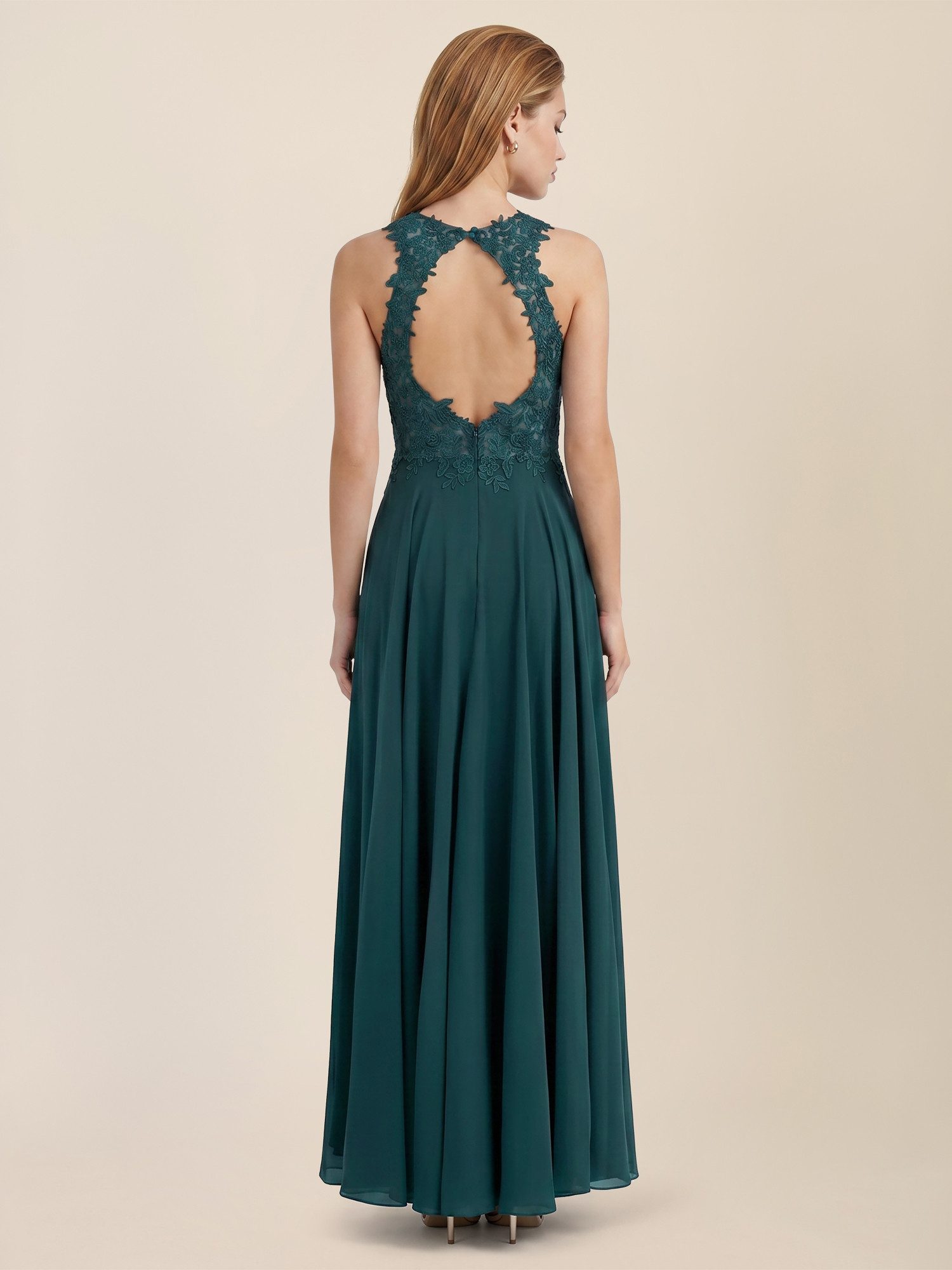 Apart Abendkleid mit floraler Spitze und Chiffon