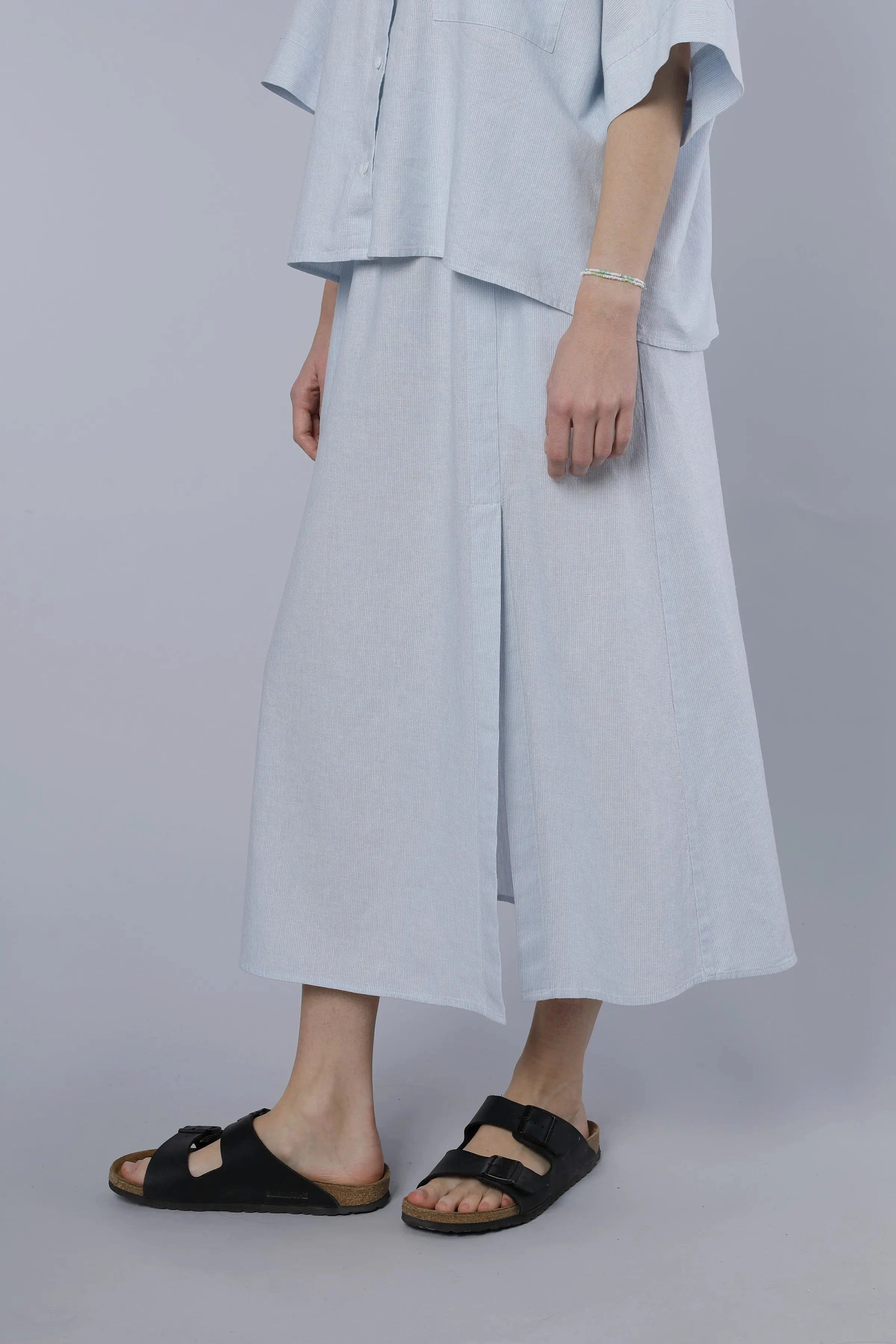 NADINE H Sommerrock Nadine H langer Rock mit Seitenschlitz und Gummibund in sky blue