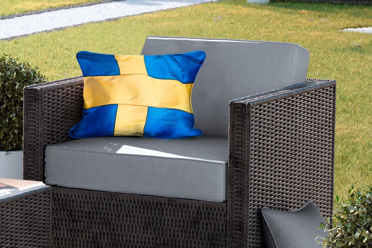 Dekokissen von Flagge Schweden, Polyester, Dekokissenbezug, Outdoor-Dekorationskissen, Nahaufnahme MuchoWow Kissenhülle der