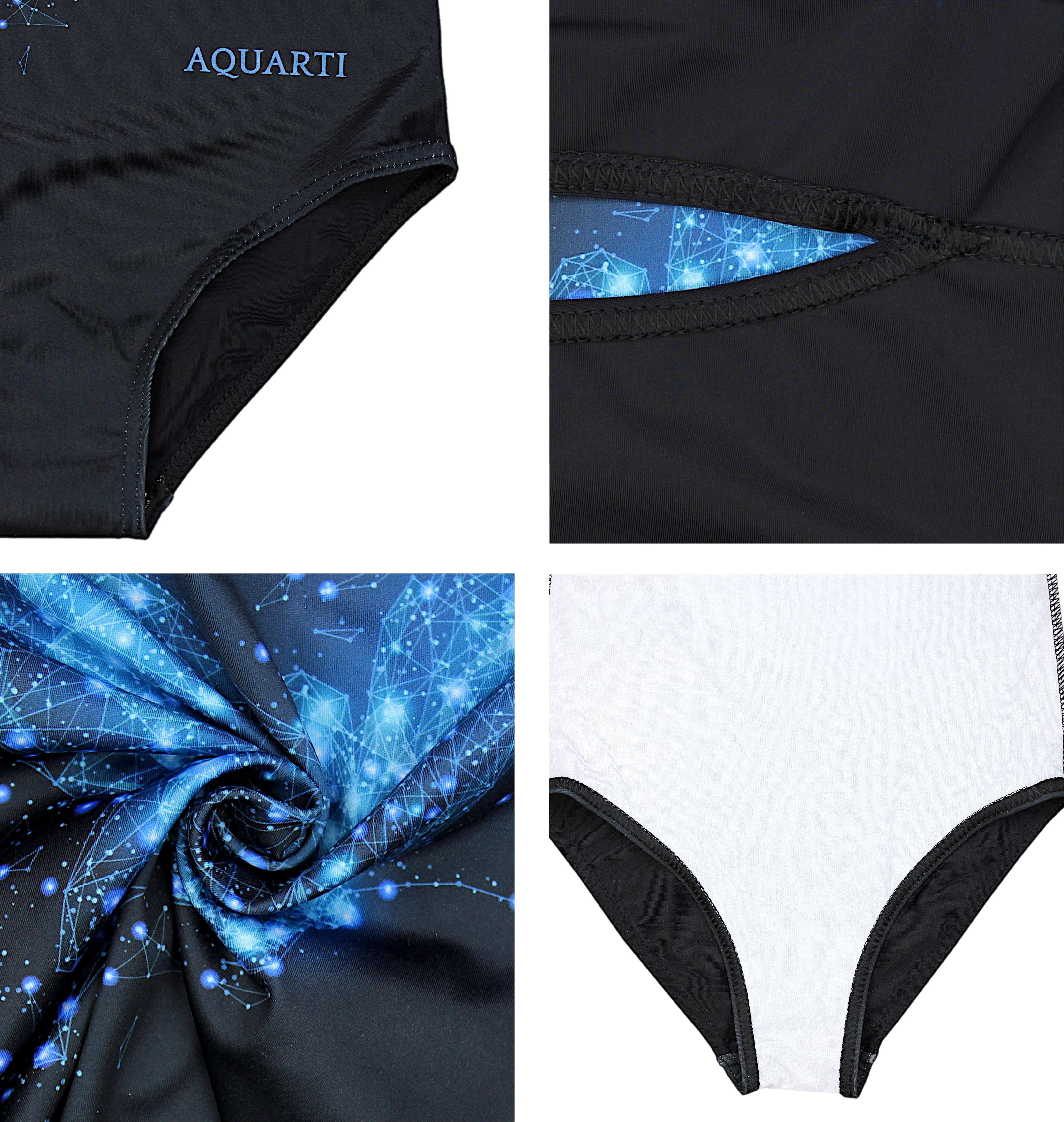Aquarti Badeanzug Aquarti Mädchen Print mit Blau / Schmetterling Badeanzug Ringerrücken Schwarz