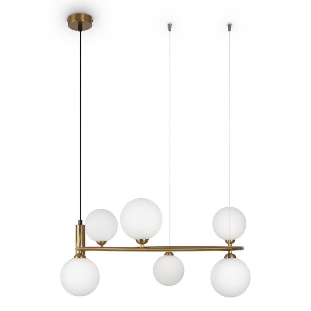 Maytoni Pendelleuchte Pendelleuchte Ring in Messing und Weiß G9 6-flammig 580mm