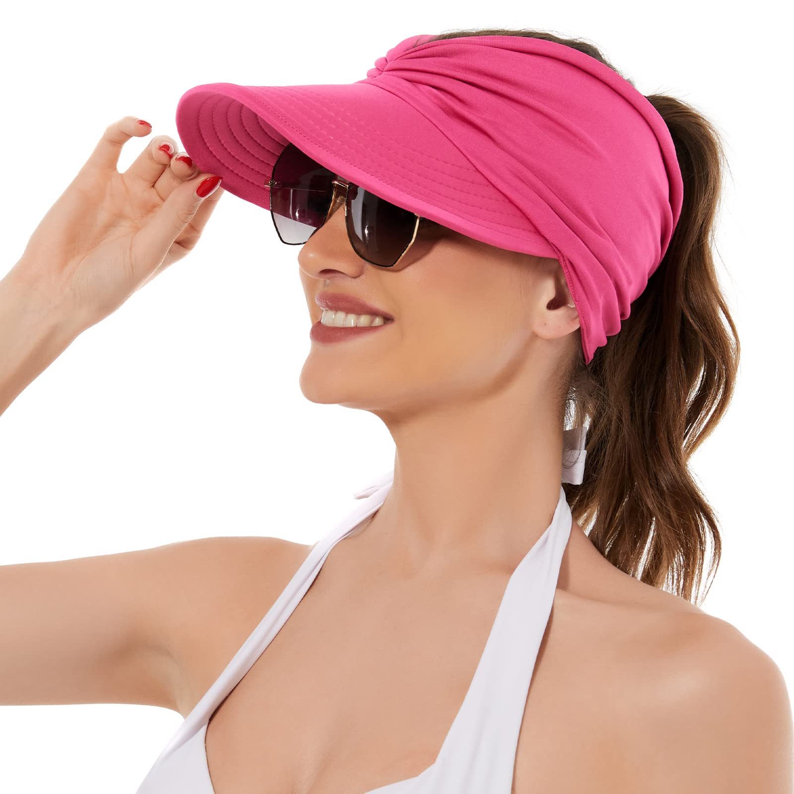 MESU Damen Bling Strass Sport Sonnenblende - Verstellbare Summer Cap Mit Strass