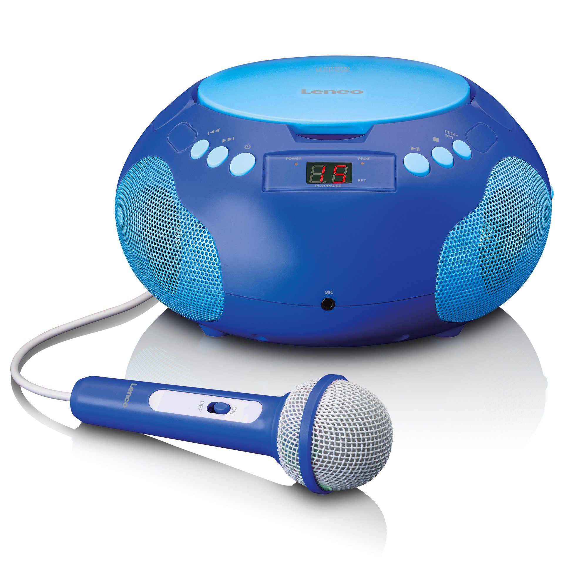 Kinder Blau Mikrofon Radio - CD-Player SCD-620BU Lenco CD-Radiorecorder