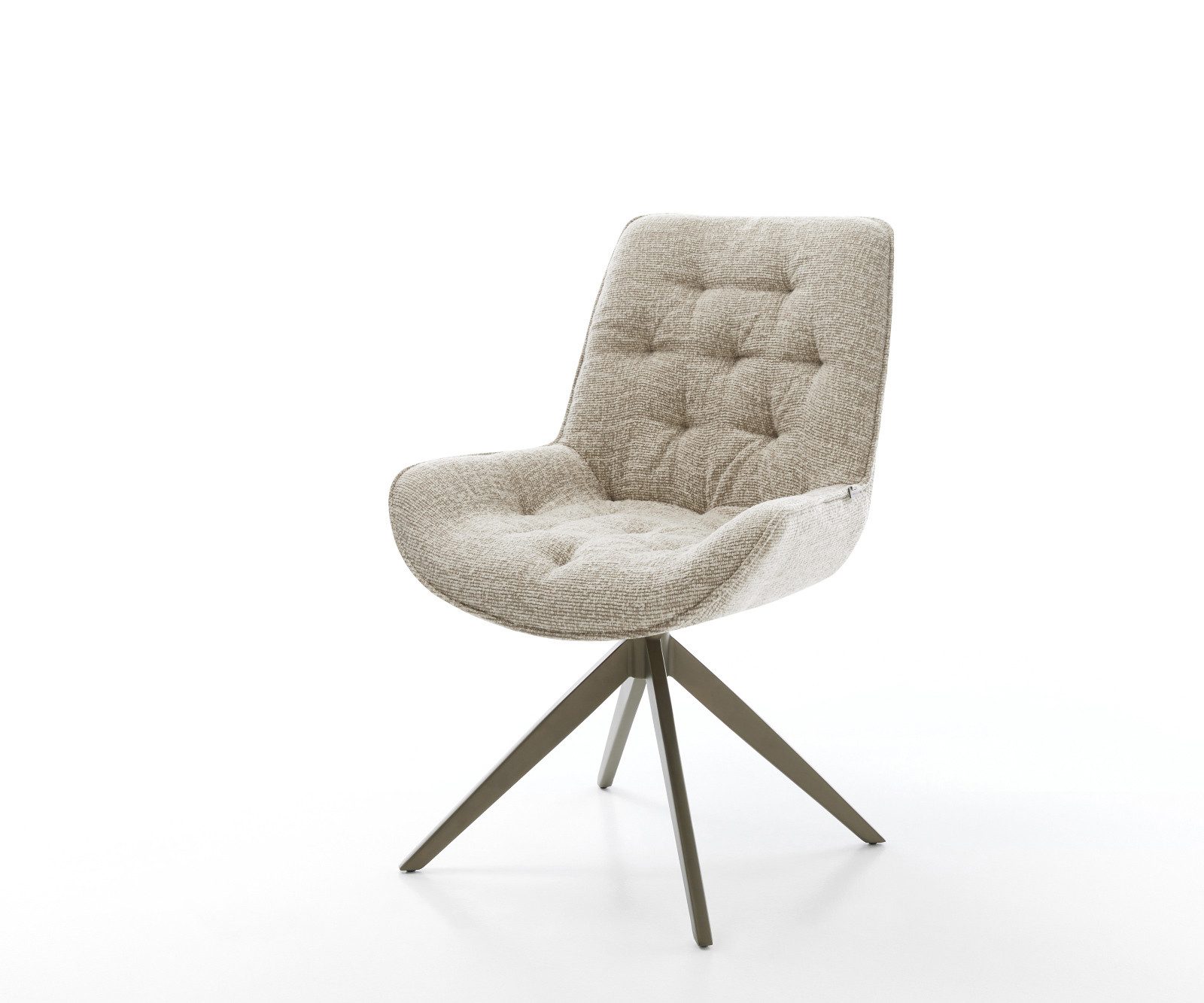 DELIFE Polsterstuhl Taimi-Flex, Kreuzgestell breit Effektfinish Titan Webstoff Soft Beige 360° drehbar