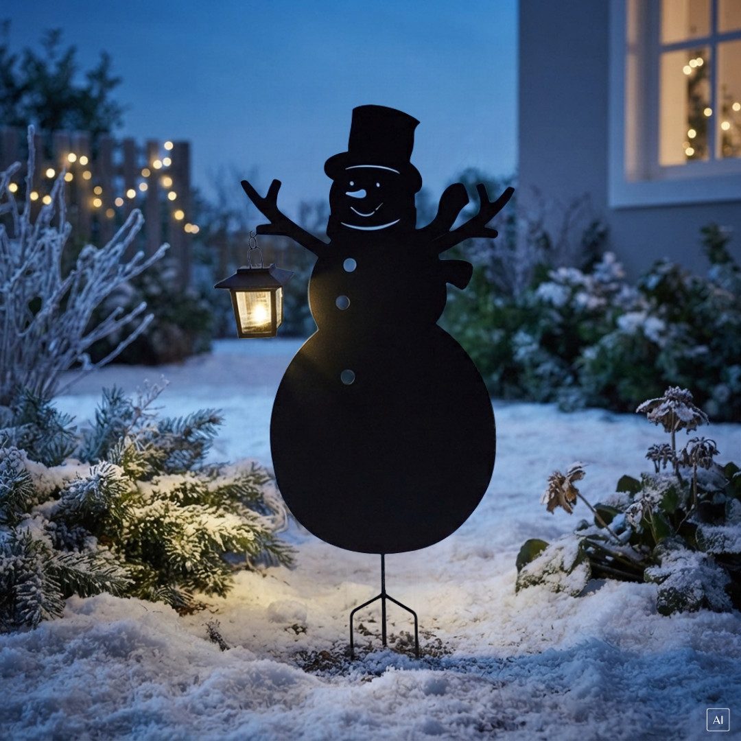 abc HOME LED Gartenleuchte Schneemann mit Laterne, LED, Solarpanel, 59 cm, LED fest integriert, warmweiß