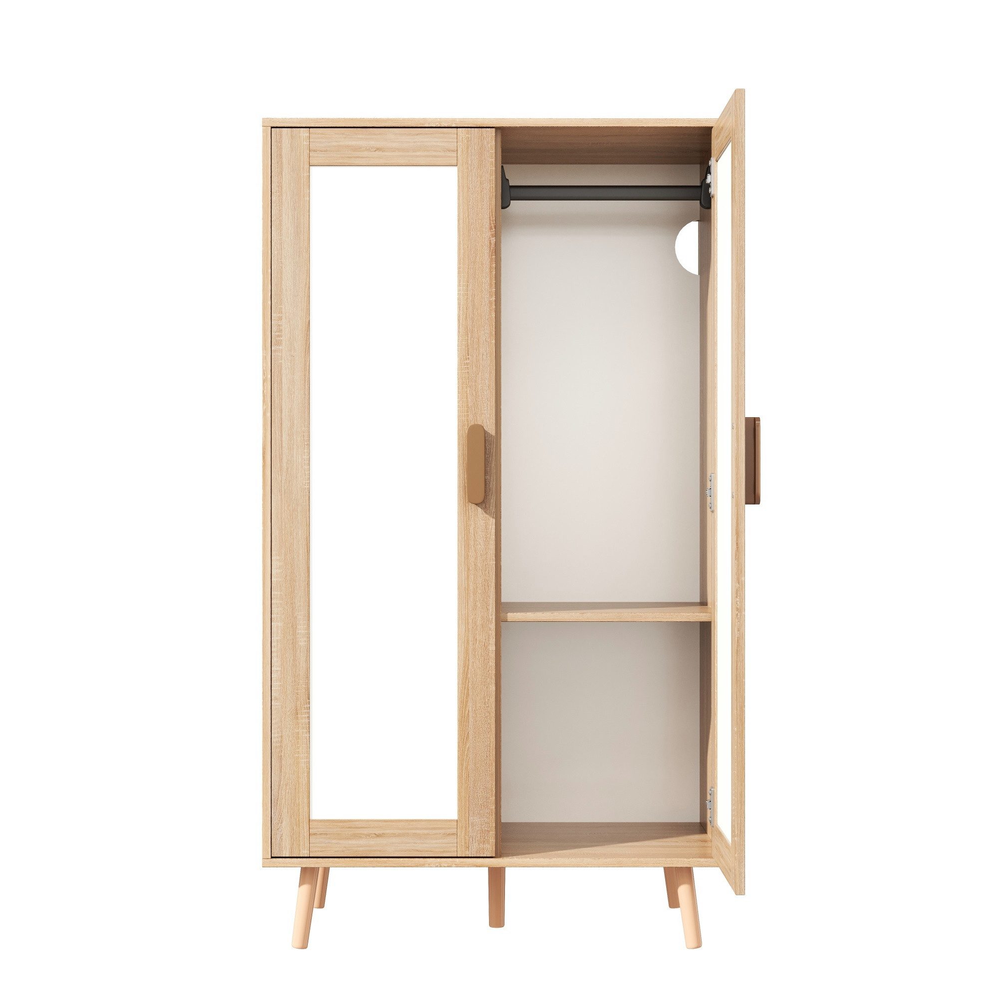 Flieks Kleiderschrank Doppeltüriger Kleiderschrank mit Kleiderstange 80x46x141.5cm – Bild 5 von 5