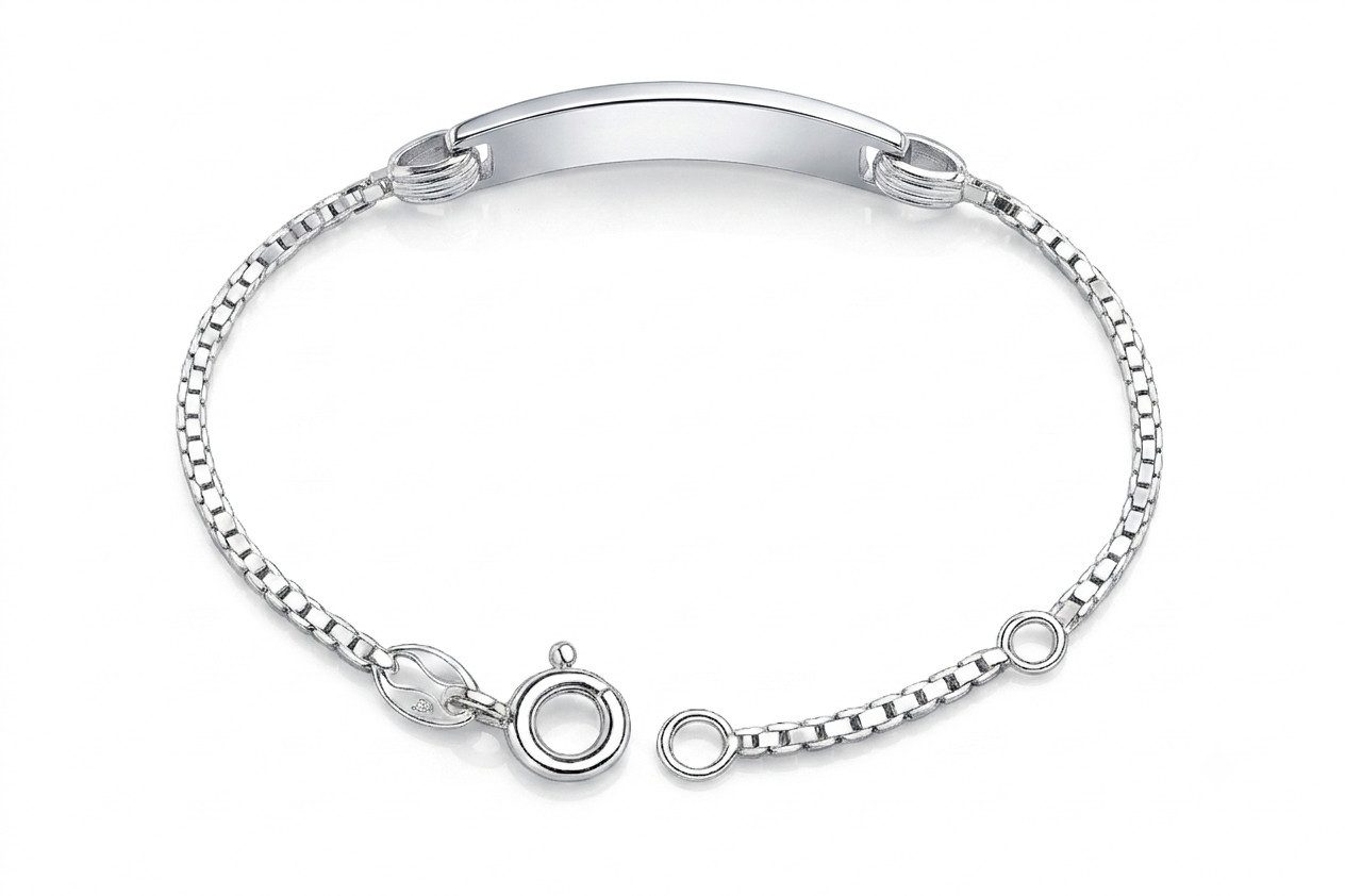 Karisma Schmuck Silberarmband Kinder ID-Armband Silber 925 Gravur-Armband, Taufarmband Baby & Kleinkind, längenverstellbar (11-13 cm)