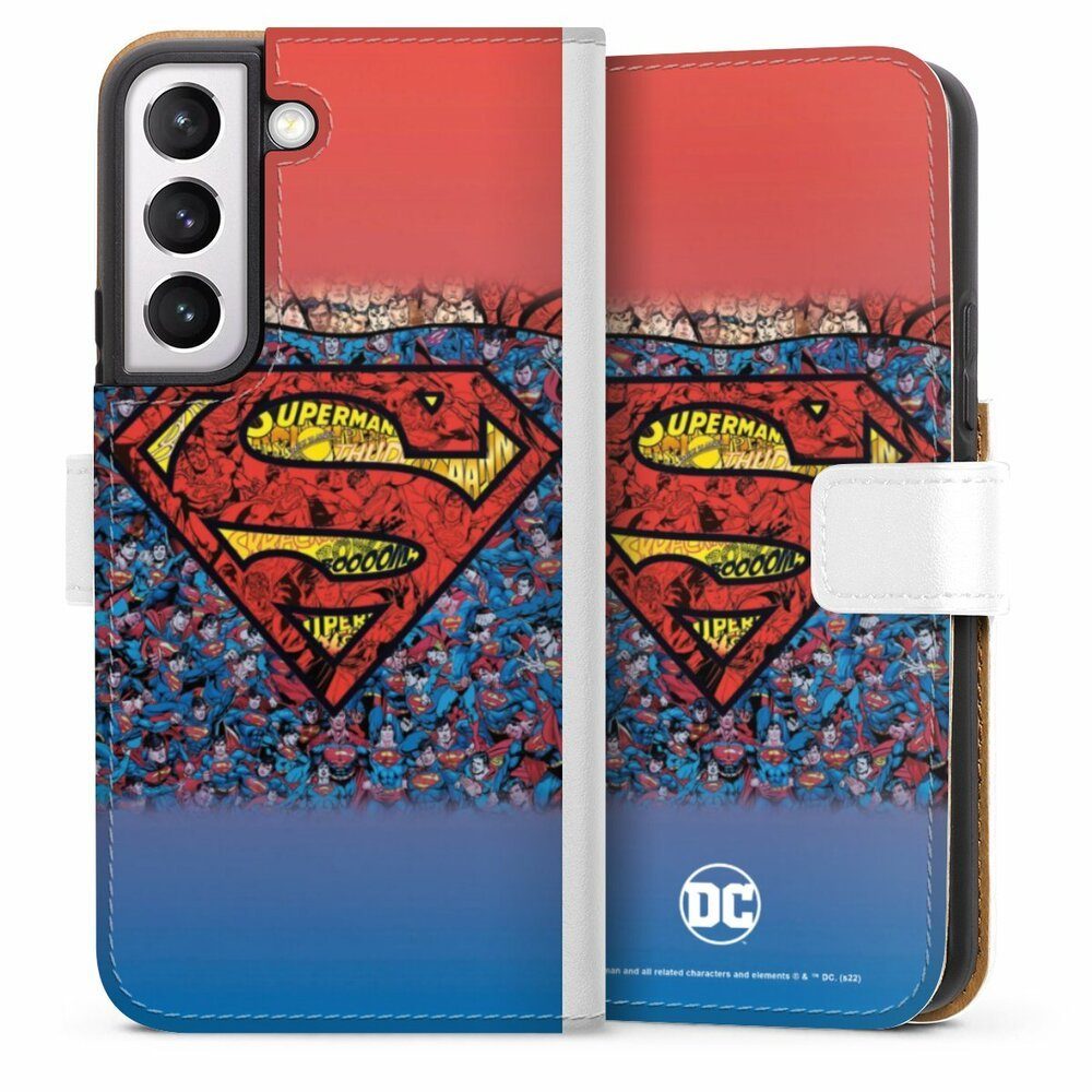 DeinDesign Handyhülle Superman Offizielles Lizenzprodukt Logo Superman Logo Mosaic, Samsung Galaxy S22 Hülle Handy Flip Case Wallet Cover