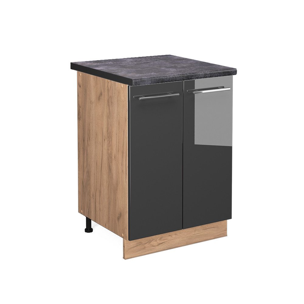 Vicco Unterschrank Fame-Line, Anthrazit Hochglanz/Goldkraft Eiche, günstig online kaufen