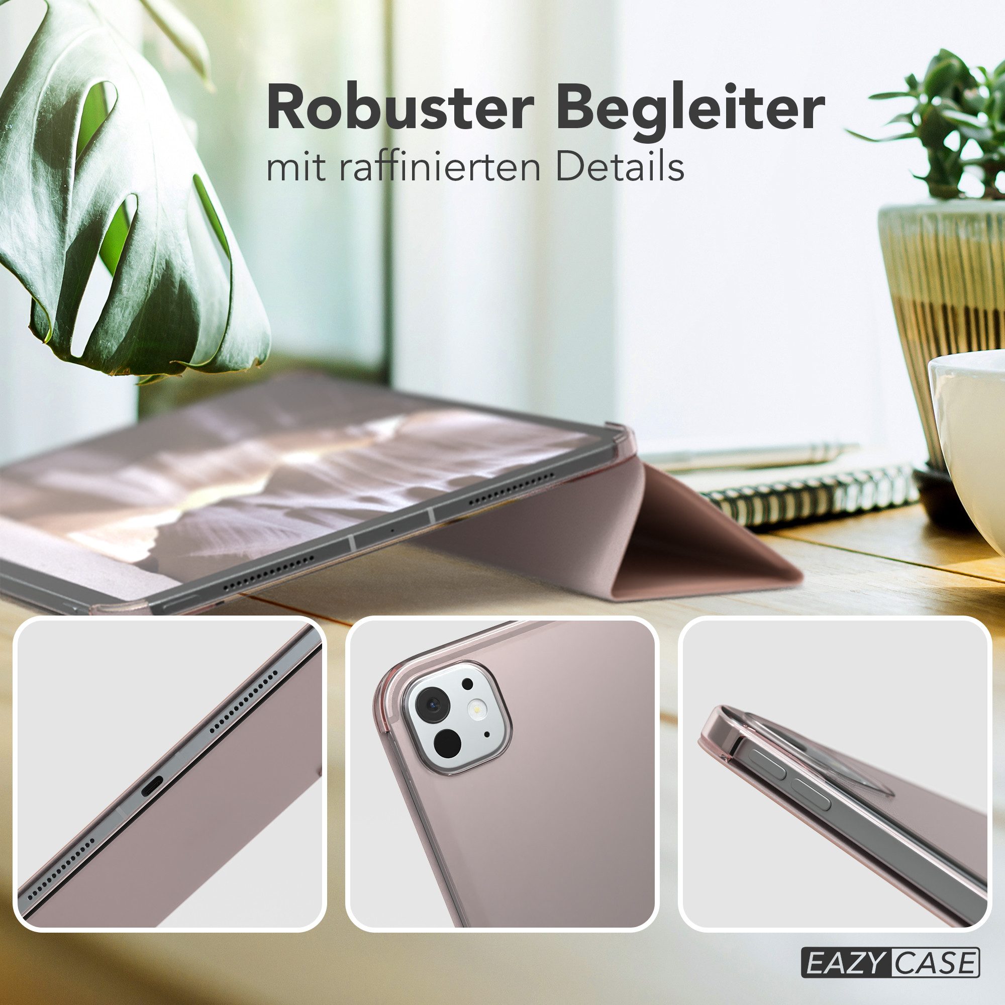 EAZY CASE Tablet-Hülle Smart Case Apple für iPad Pro 11 (2024) 11 Zoll, Tabletschutz Tabletcase kratzfeste Schutzabdeckung Flip Etui Rosé Gold – Bild 4 von 5