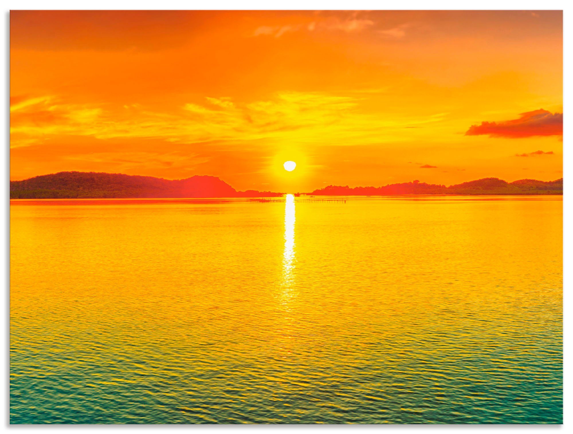 Artland Wandbild Sonnenuntergangspanorama, St), Poster (1 Größen -untergang als Leinwandbild, & versch. Wandaufkleber Sonnenaufgang Alubild, oder in