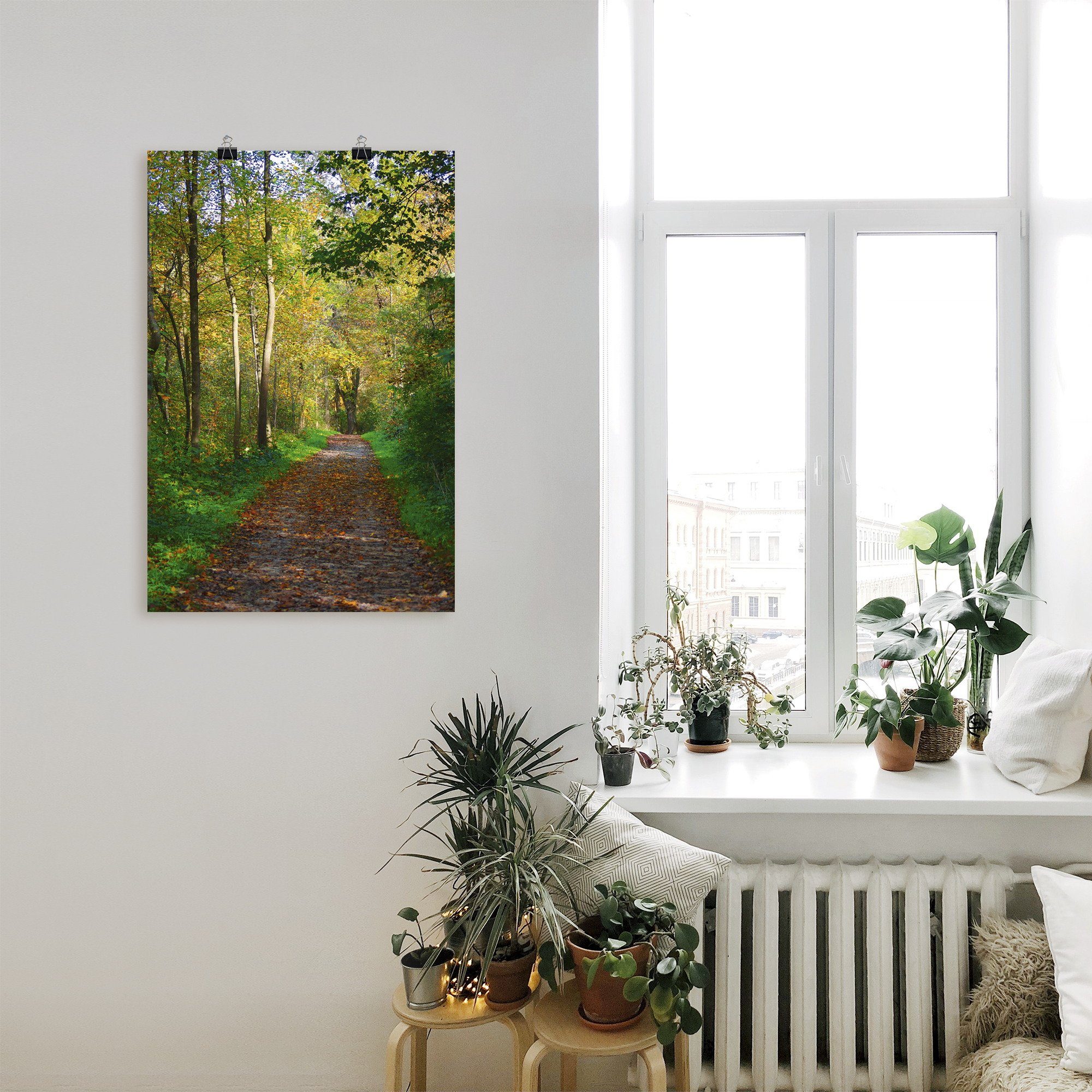 Wandaufkleber Wald, oder Artland Poster Wandbild als Weg versch. Wald Alubild, Leinwandbild, im (1 St), in Herbst Größen