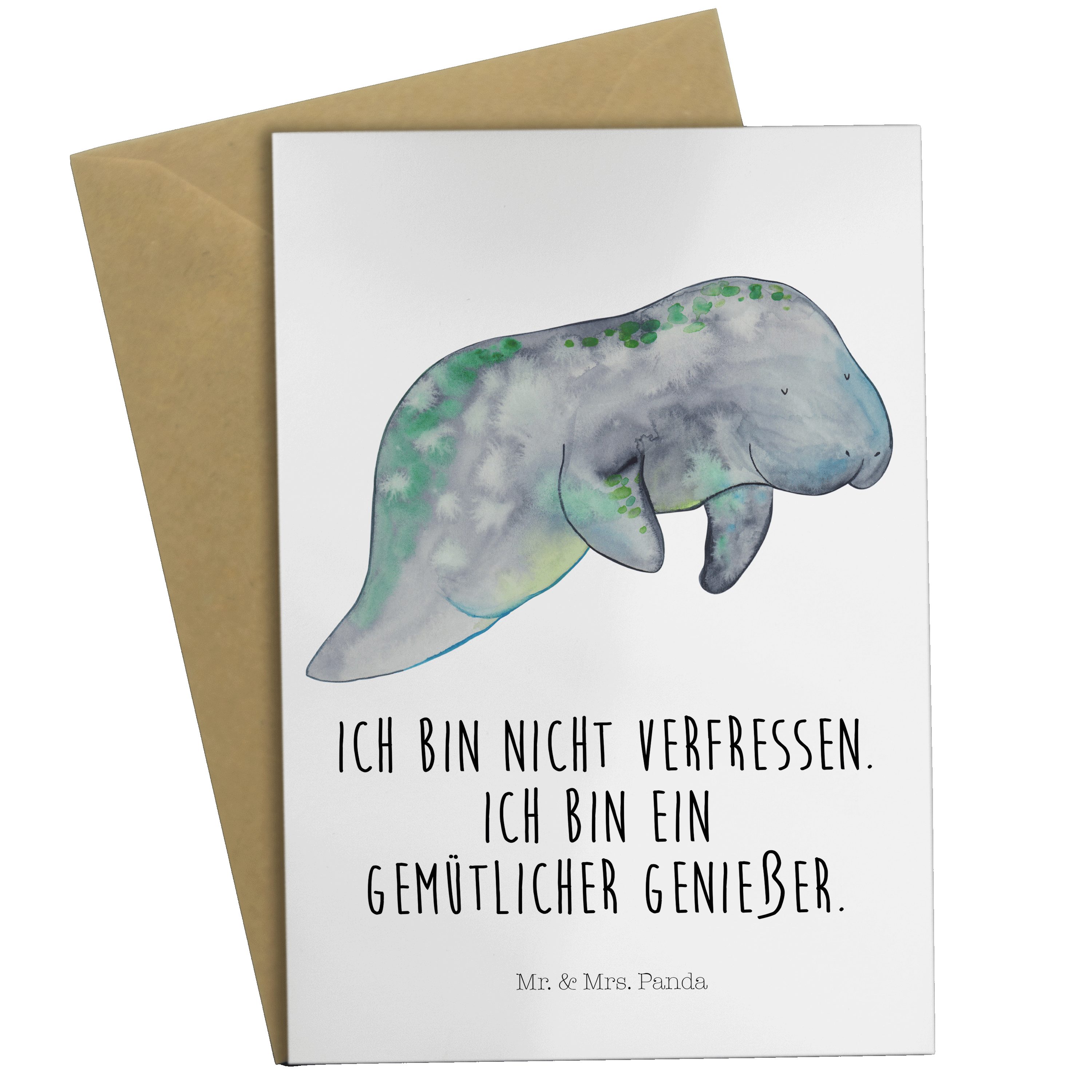 Weiß Panda Geburtstagskarte, Seekuh Grußkarte Geschenk, Mrs. - Abnehm & Mr. Klappkarte, - chillt