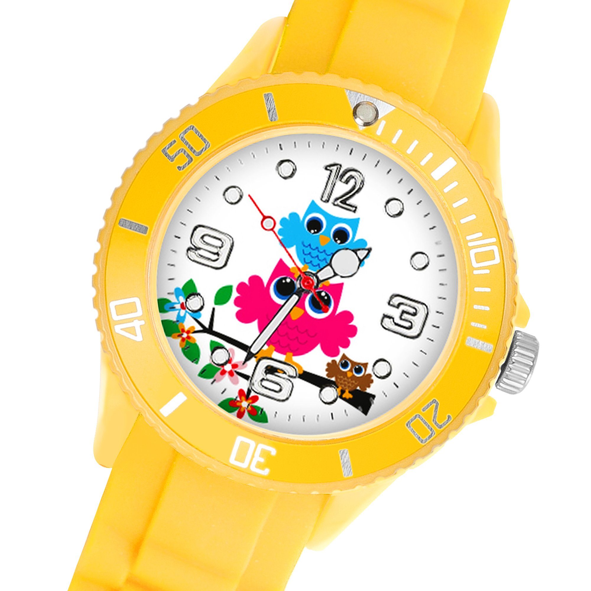 Taffstyle Quarzuhr Kinder Armbanduhr Silikon Eulen Analog Uhr Bunt, Mädchen Sportuhr Bunte Kinderuhr Farbige Lernuhr Eule Silikonuhr Süß