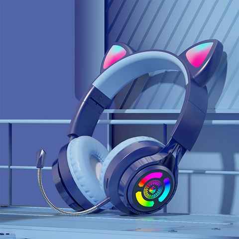 Diida Bluetooth-Kopfhörer,Kabelgebundene/kabellose Kopfhörer,RGB-Leuchten Over-Ear-Kopfhörer