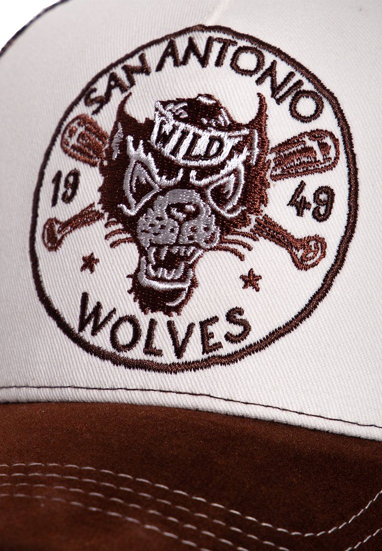 KingKerosin Trucker Cap San Antonio Wolves mit Stickereien und Schirm in Samt-Optik