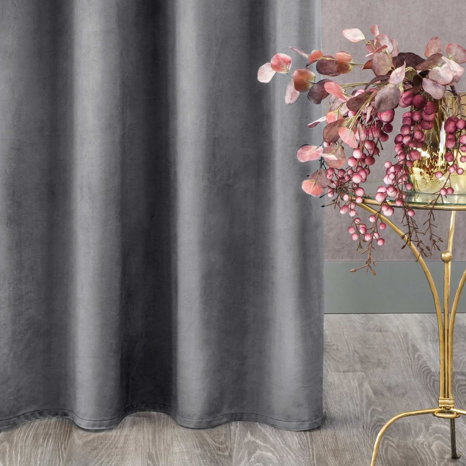 Design91 Vorhang Samtvorhänge 140x250 cm (1 St), Ösen, blickdicht, Samt, Wohnzimmer