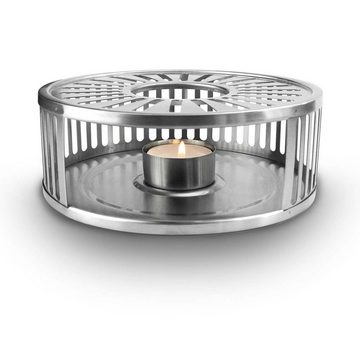 Creano Stövchen Creano Silver Stövchen "Stripes" aus Edelstahl mit Teelichthalter -, (2-tlg), Teewärmer aus Edelstahl, stabil, sämtliche Teekannen geeignet