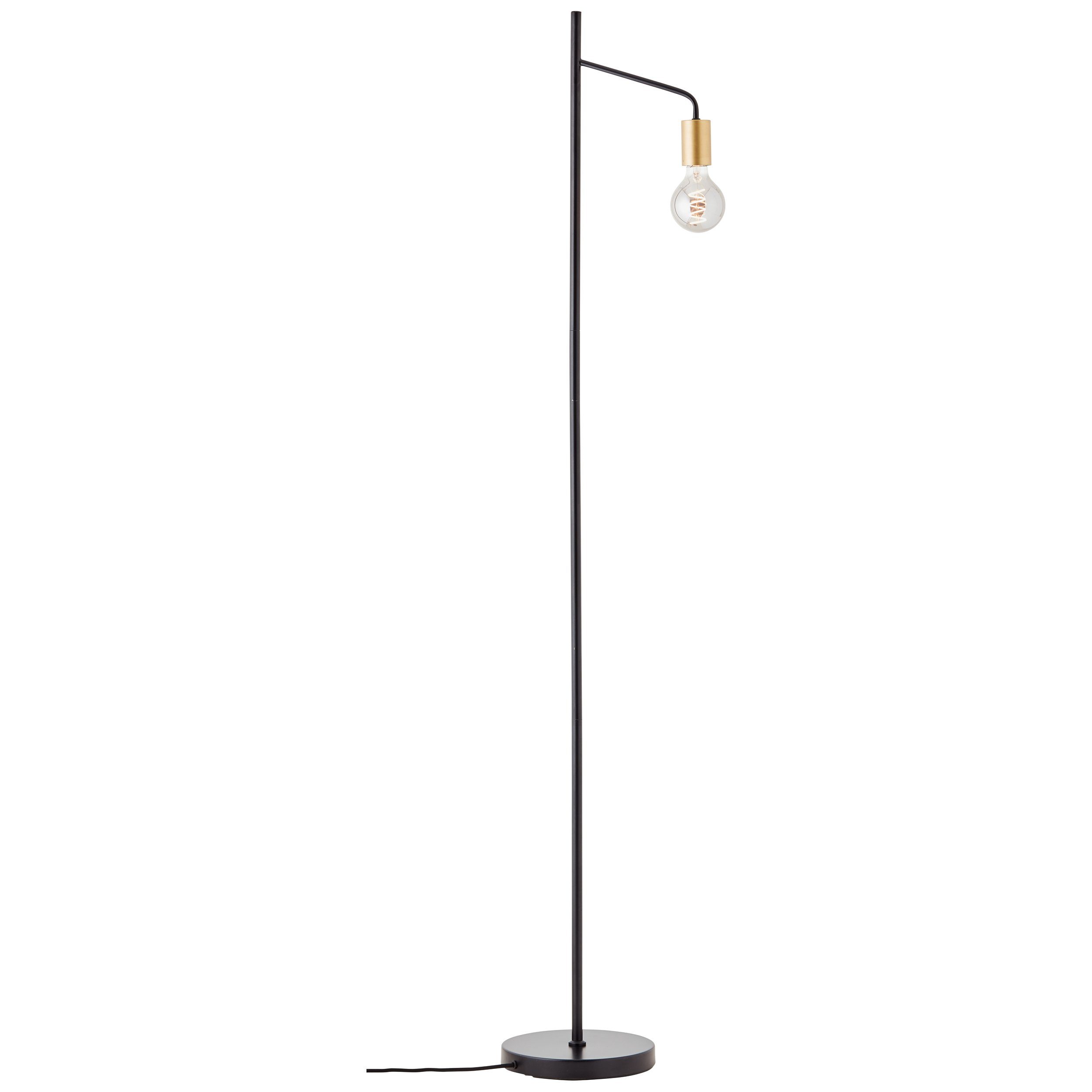 Lightbox Stehlampe, ohne Leuchtmittel, filigrane Retro Standleuchte, 149 x 30cm, E27, matt schwarz/goldfarben