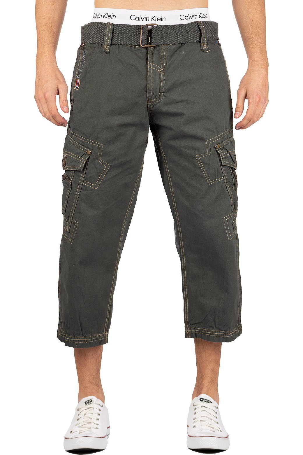 Geographical Norway Cargoshorts Herren 3/4 Hose bapeanut (1-tlg) inklusive Gürtel