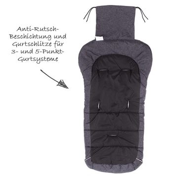 Fillikid Fußsack Askja Big - Melange Schwarz, Winter Fußsack für Kinderwagen & Buggy Baby Fleece Winterfußsack