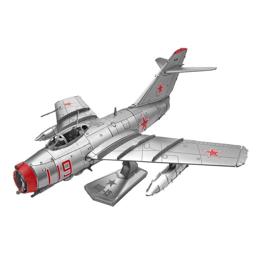 Invento Puzzle Metal Earth, Jagdflugzeug MIG-15 - 3D Metall Puzzle, Puzzleteile