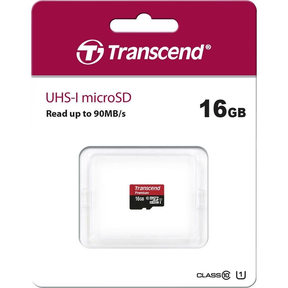 Transcend microSDHC-Karte 16GB Class 10 UHS-1 TS16GUSDCU1 Speicherkarte