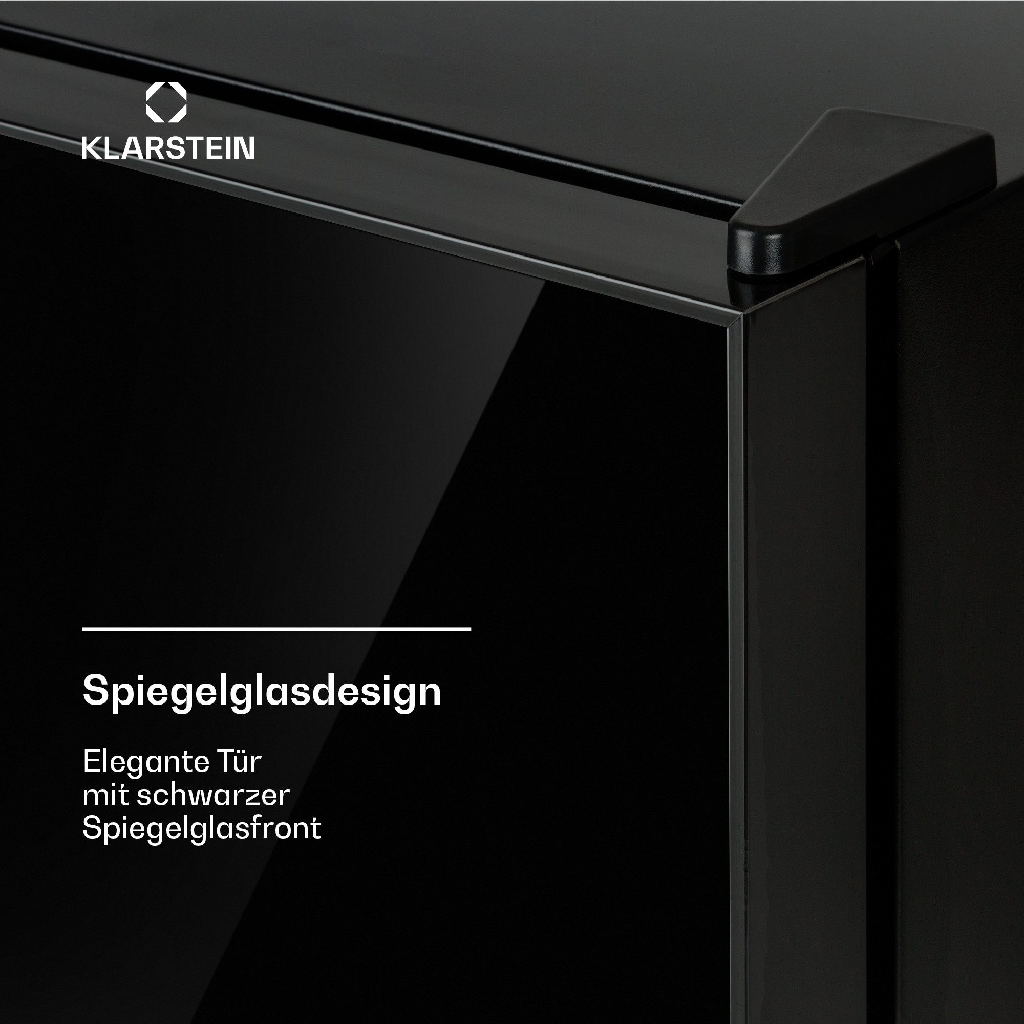 Klarstein Table Top Kühlschrank Frosty Mini-Kühlschrank EEC A Spiegelglastür 10 Liter schwarz 10033836, 30 cm hoch, 33.5 cm breit, Mini Kühlschrank Bierkühlschr – Bild 4 von 5