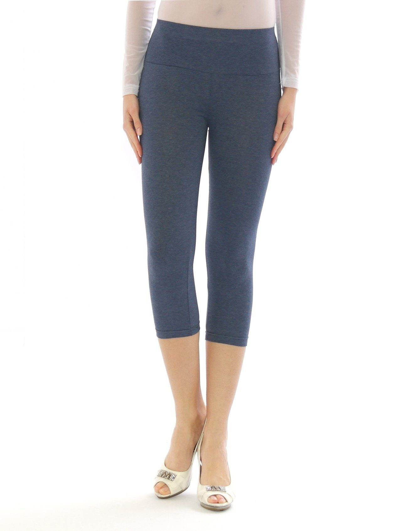 SYS Caprileggings Damen Capri 3/4 Leggings hoher Bund Hose Wäsche Leggins