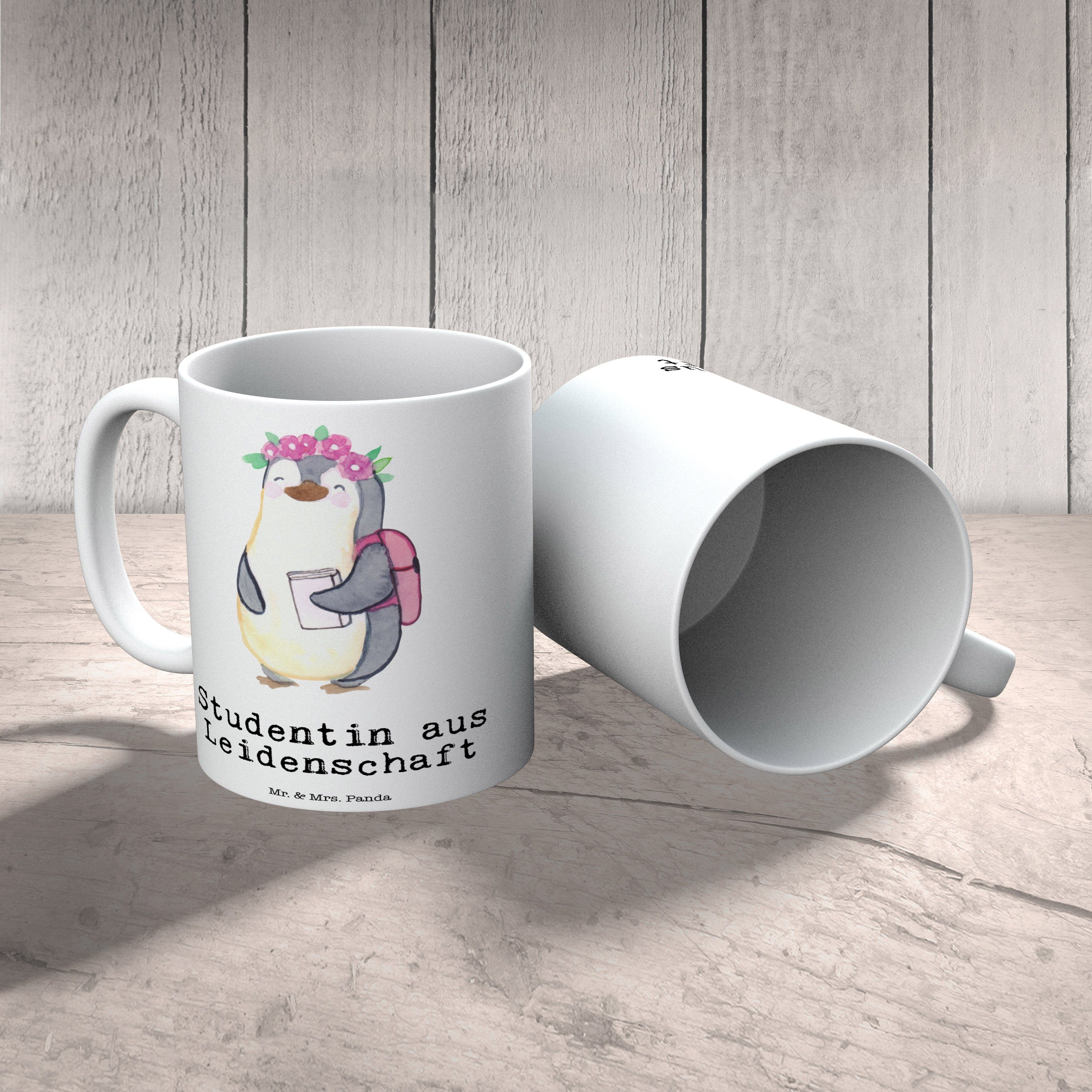 Mr. & Keramik Kaffeebecher, Mrs. Panda Tasse Studentin Weiß Teetasse, - Geschenk, aus - Leidenschaft
