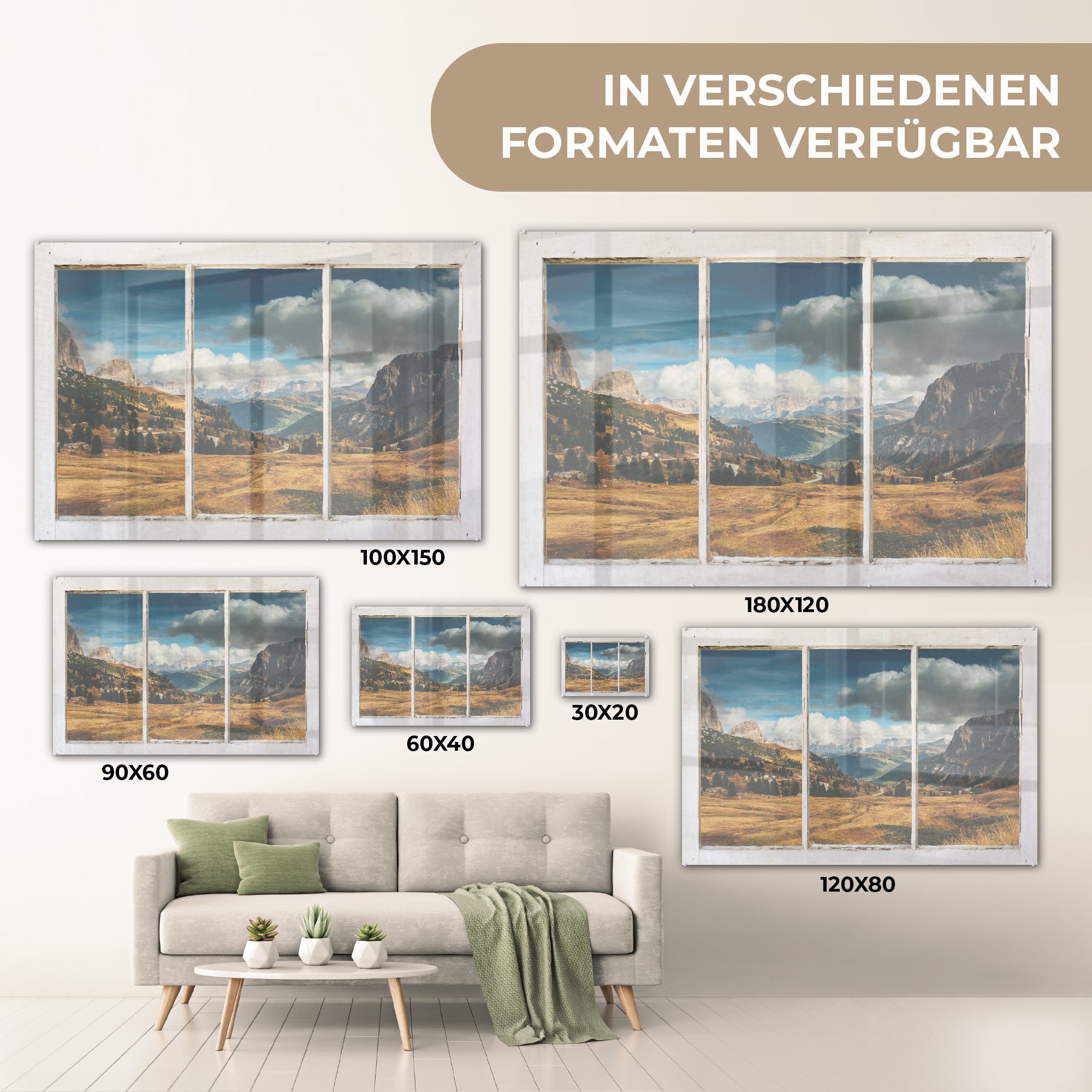 MuchoWow Acrylglasbild Aussicht - Landschaft Glas (1 Wandbild Wanddekoration Glasbilder St), - - - - Foto auf Glas Bilder Hügel, auf