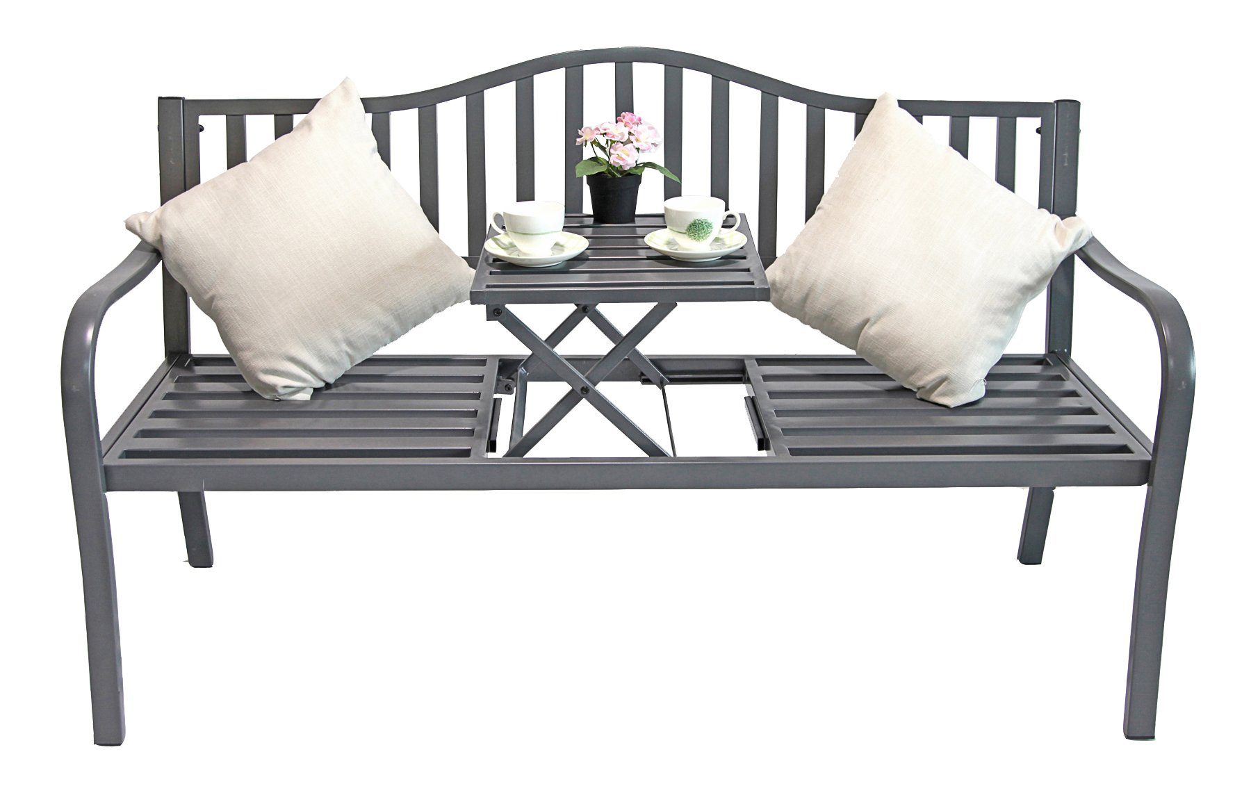 dynamic24 Gartenbank, 2in1 Metallbank + Klapptisch günstig online kaufen