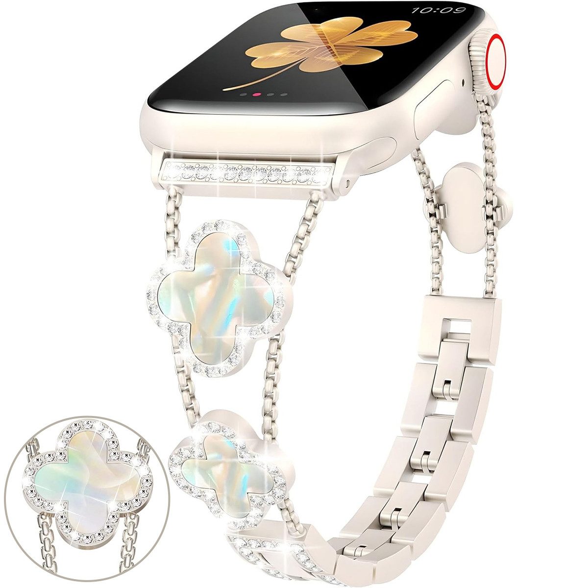 MOPUEA Smartwatch-Armband Smartwatch Armband Edelstahl Armband Kompatibe für Apple Watch, Breite Kompatibilität, verstellbares Kettendesign