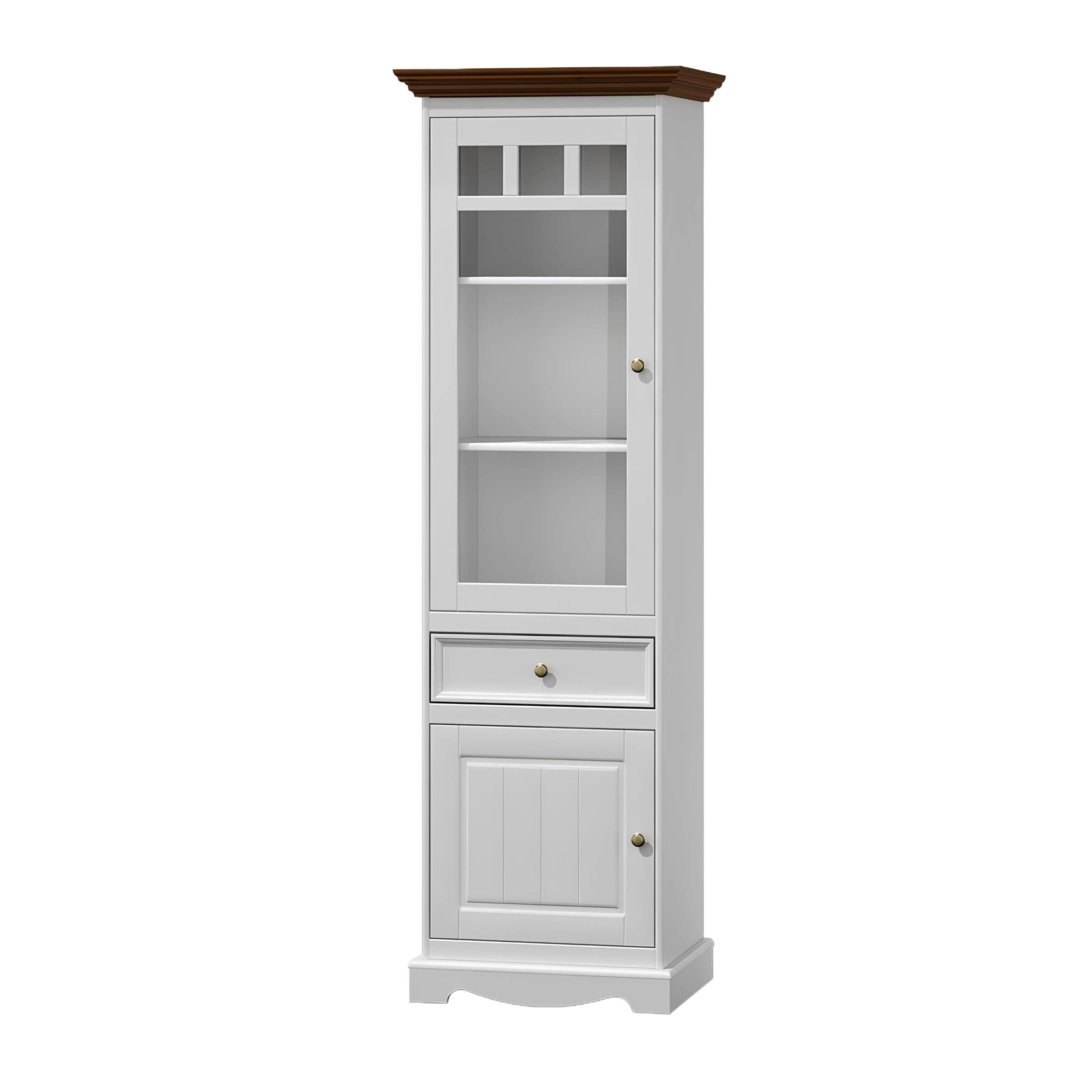 Xlmoebel Vitrine Hölzerne Schrank-Kommode im Traditionsstil mit Vitrinenfunktion (1-St., Vitrine) Hergestellt in Europa