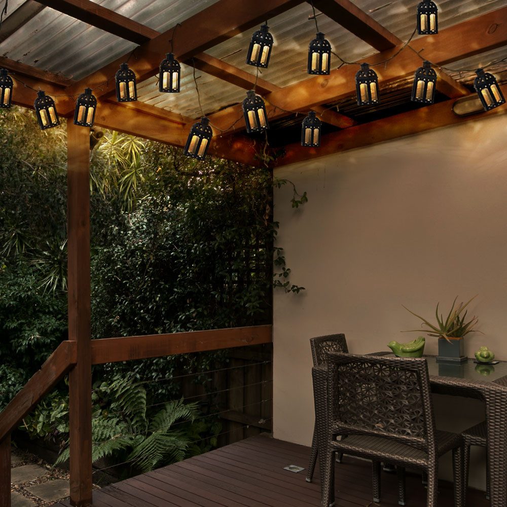 etc-shop LED Dekolicht, LED-Leuchtmittel fest verbaut, Warmweiß, Lichterkette LED Solar Aussen Solarlampe Balkon Dekoration in