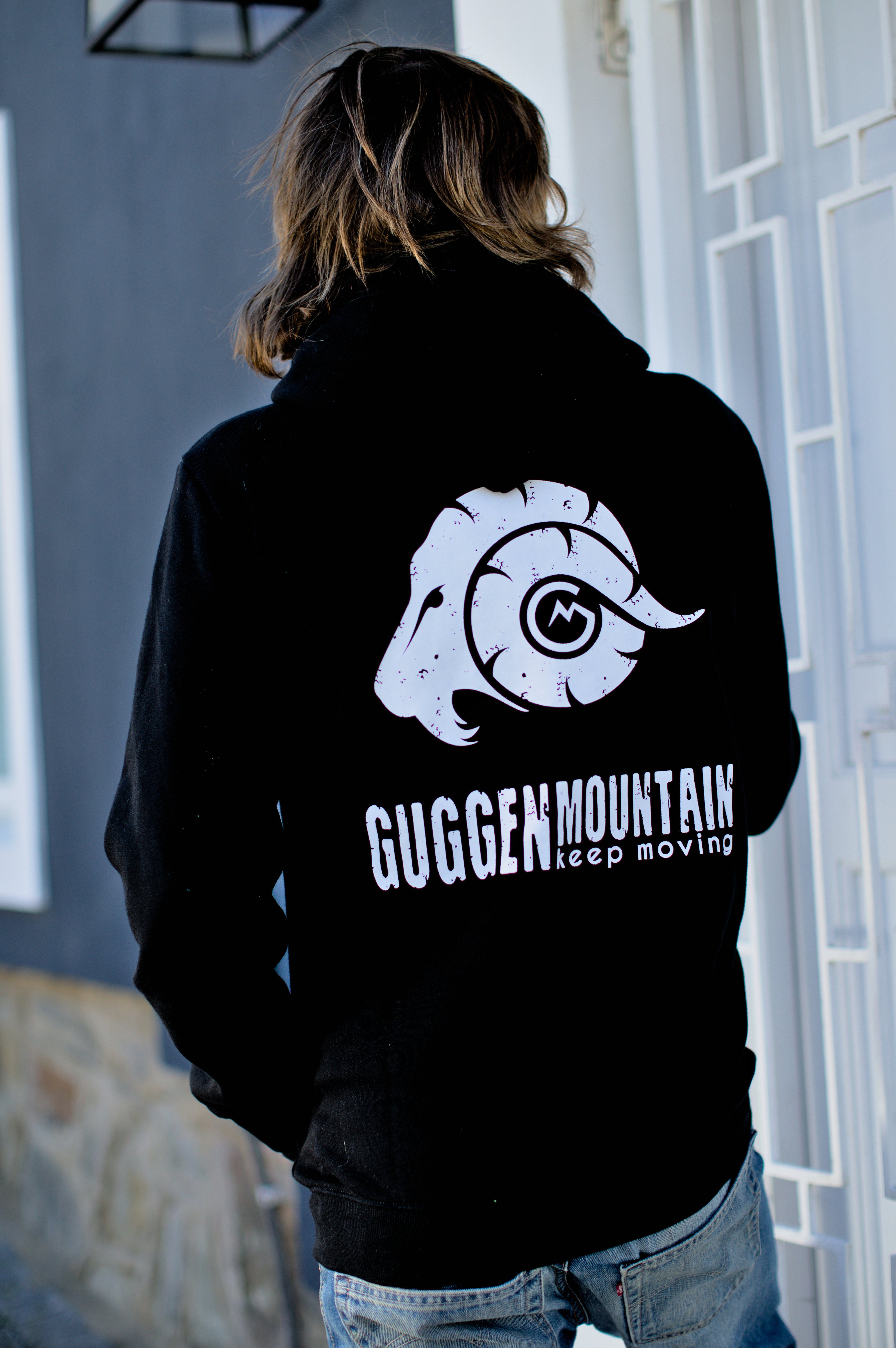 GUGGEN Mountain Hoodie Herren Hoodie Kapuzenpullover Pullover mit Kapze H06 Reißverschluss Jacke Fleece Schwarz-MIT-Logo