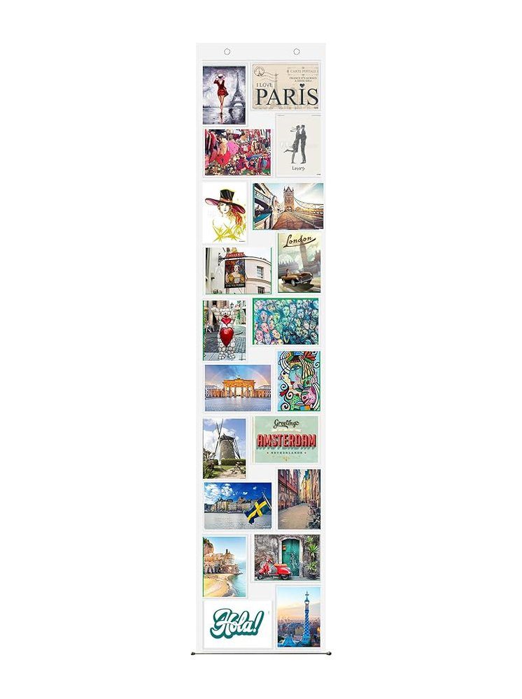 trendfinding Bilderrahmen Collage Fotovorhang mit Ösen für 20 Fotos im Format 10x15 cm, für 20 Bilder (1 St), 10 Fotos im Querformat und 10 Fotos im Hochformat