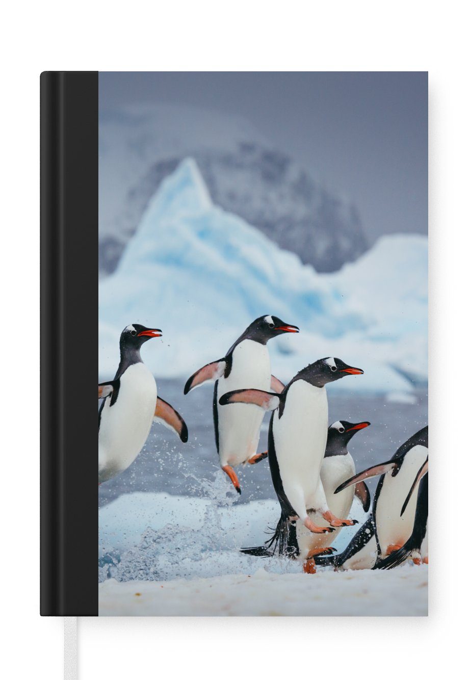 MuchoWow Notizbuch Pinguine springen aus dem Wasser, Journal, Merkzettel, Tagebuch, Notizheft, A5, 98 Seiten, Haushaltsbuch