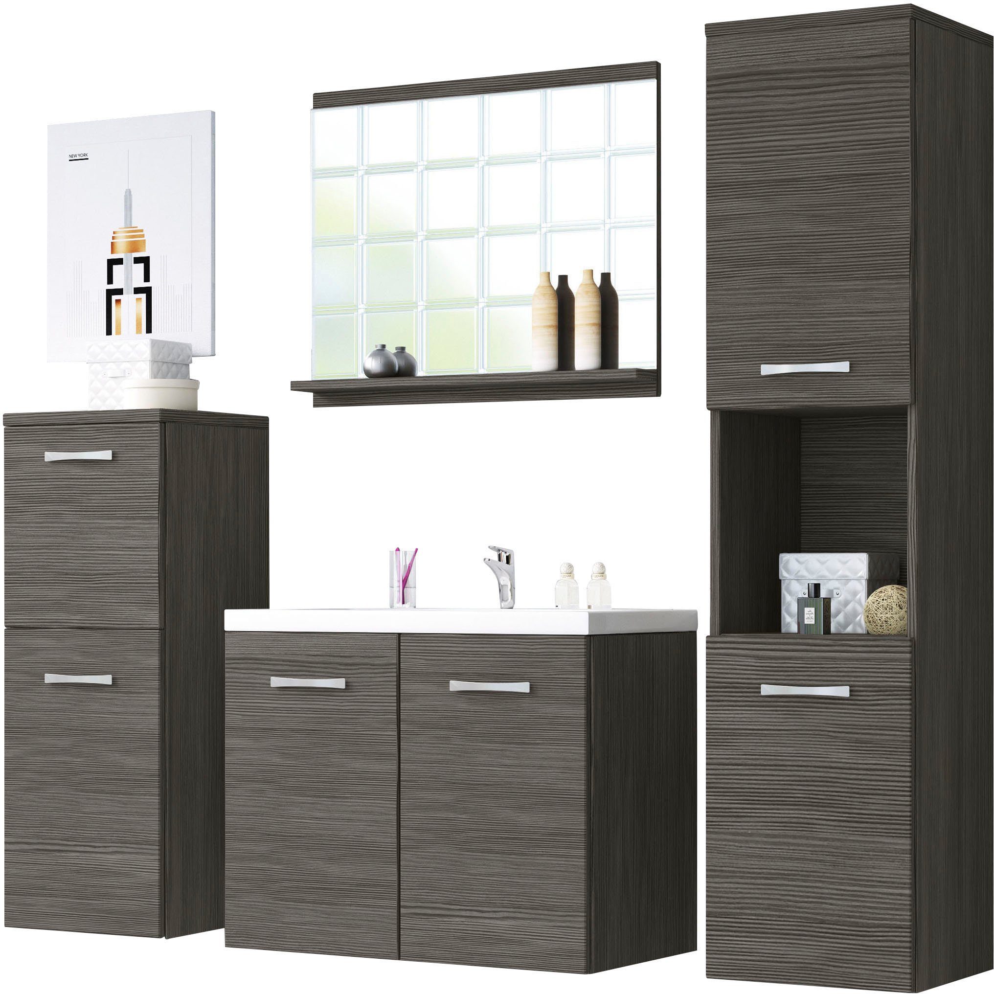 welltime Badmöbel-Set PARLA, (Komplett-Set, 5-St), Waschtisch günstig online kaufen