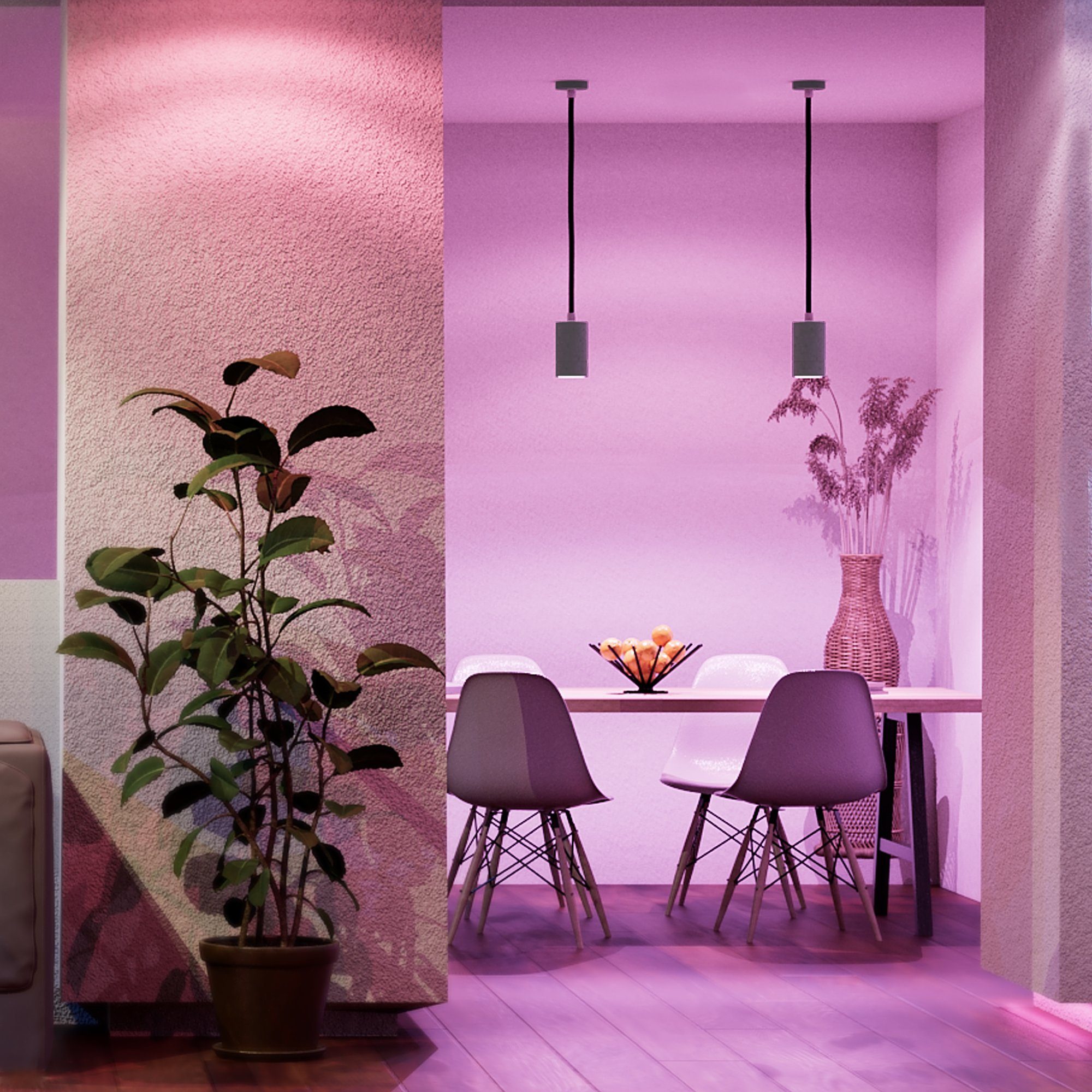 RGB LED-Hängeleuchte GU10 SSC-LUXon LED, RGB WiFi natur mit Pendelleuchte PIA Beton Smart