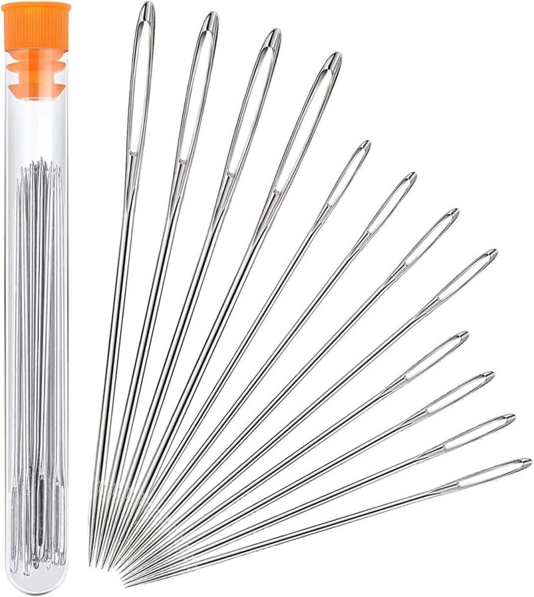 FELIXLEO Nähmaschinennadeln Nähnadeln Set 12 Stück Großes Öhr Stopfnadeln 3 günstig online kaufen