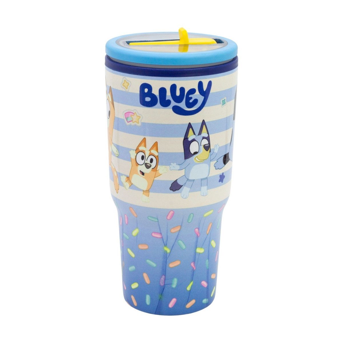 Bluey Thermobecher 640 ml Edelstahl doppelwandiger Trinkbecher mit Trinkhalm, 1-tlg., Edelstahl
